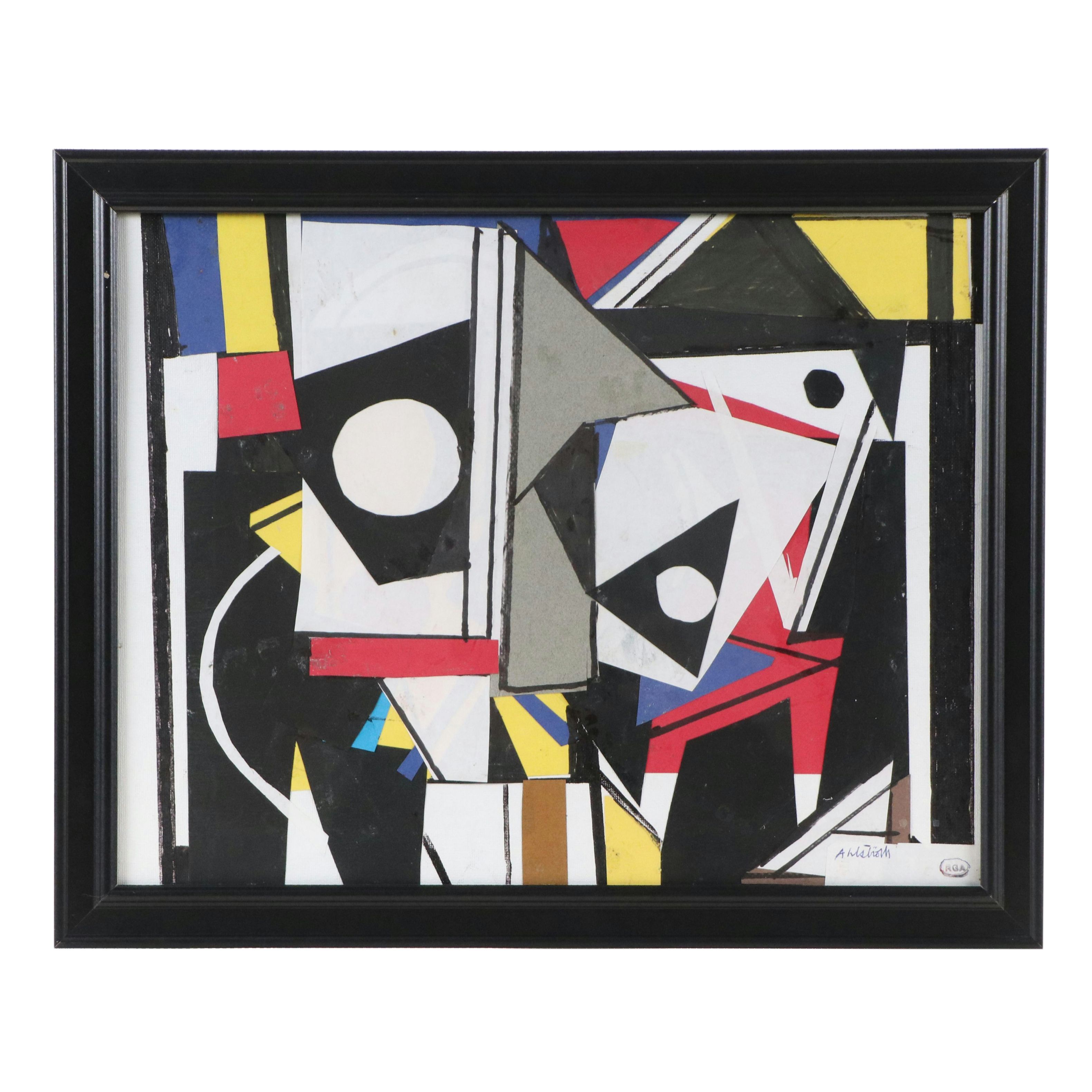 Ronald Ahlström Modern Mixed Media Collage, Late 20th Century