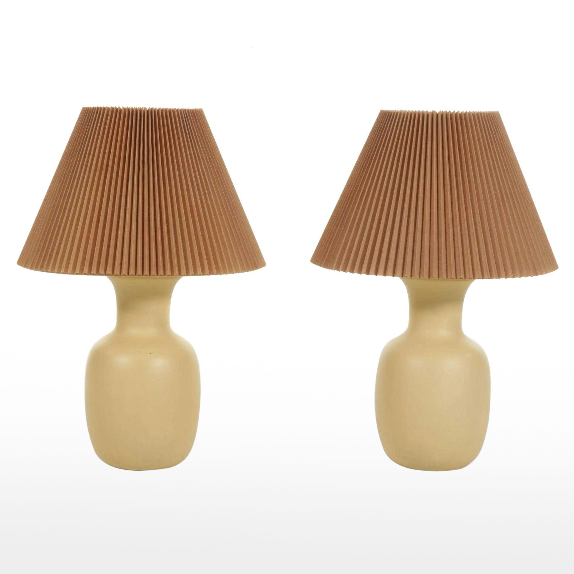 Pair of Ceramic Vase Table Lamps With Artemis Studios Pleated Shades
