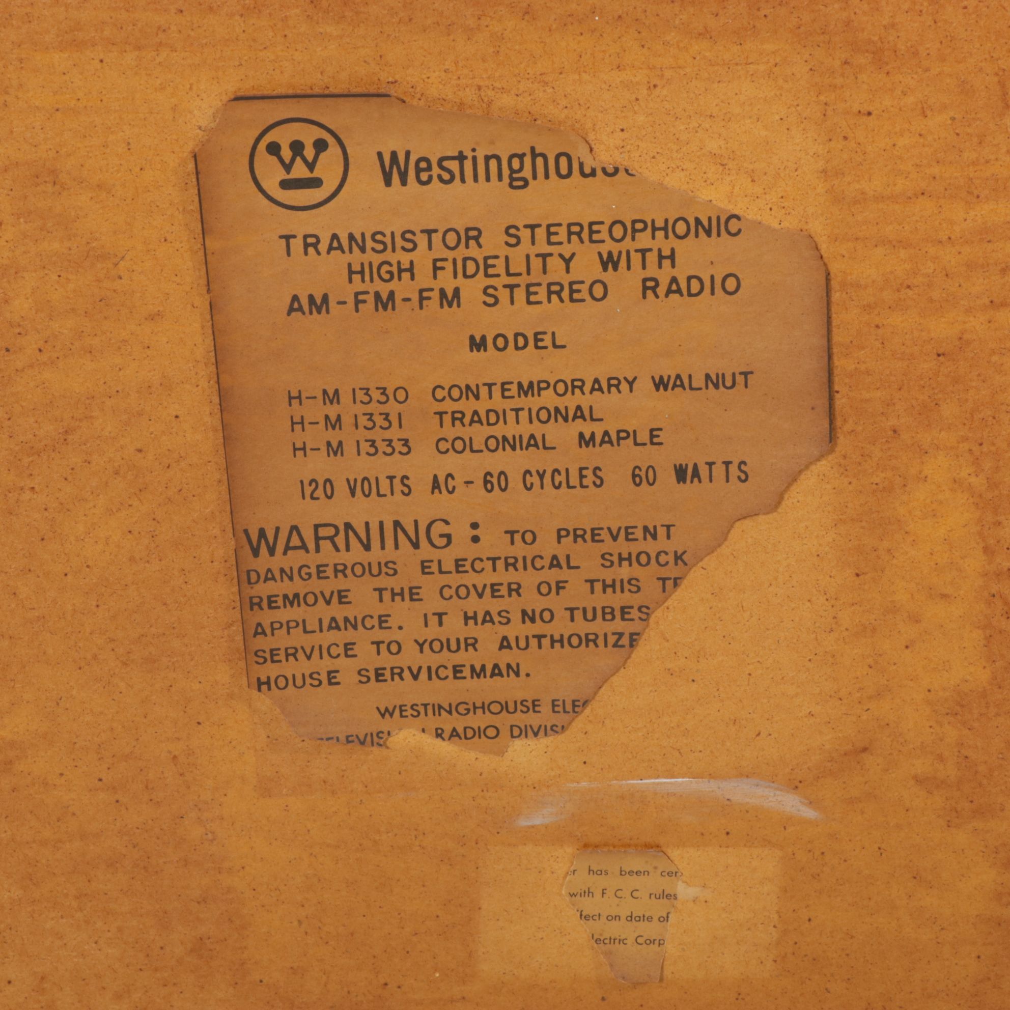 Westinghouse Mid Century Modern Walnut Console Stereo System