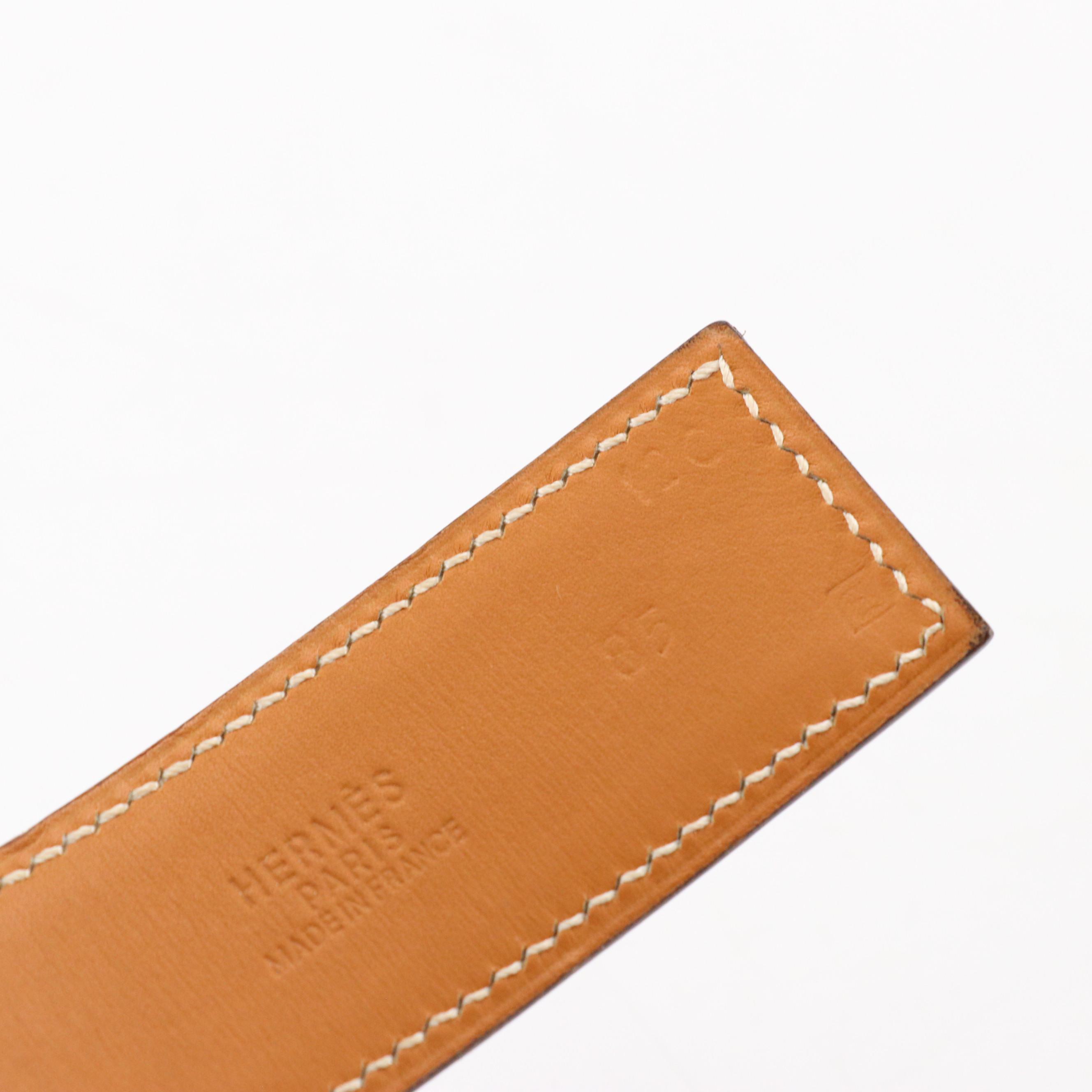 Hermès Clou de Selle 32mm Belt in Barenia/Vache Leather with Box