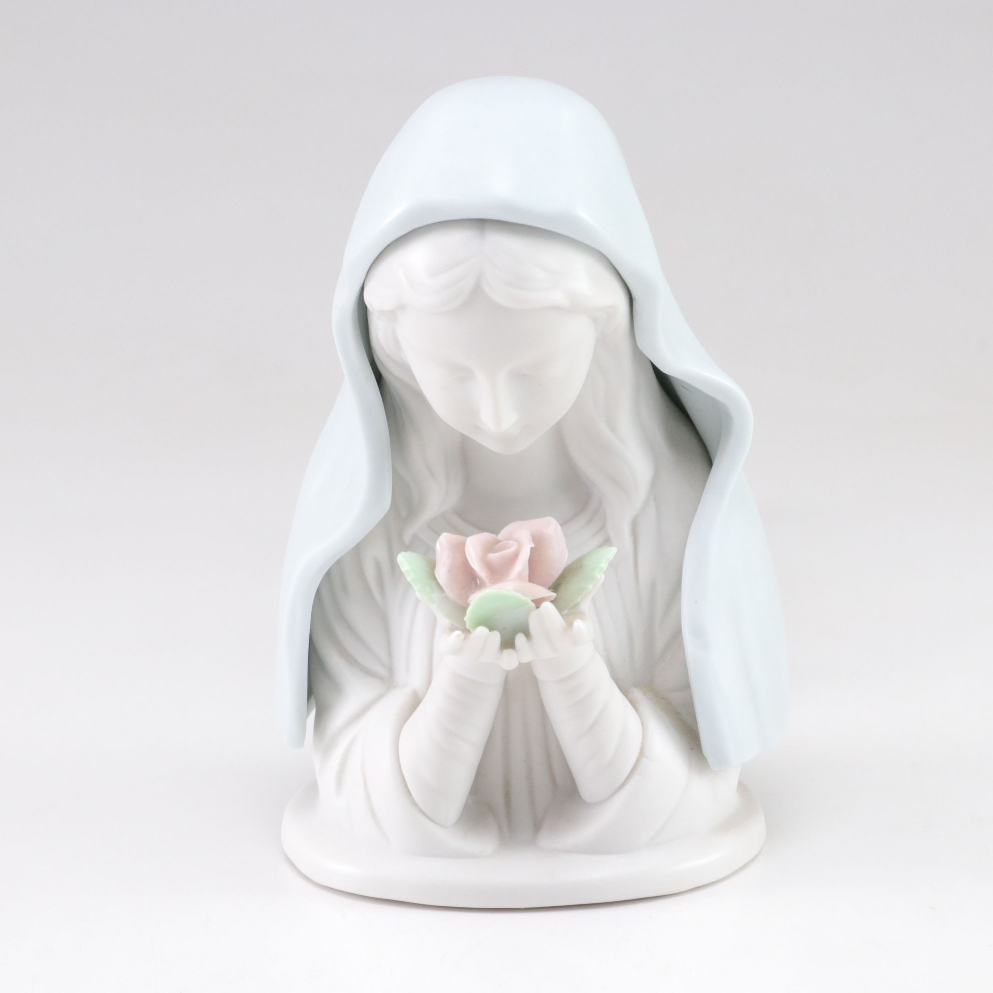 Virgin Mary with Rose Bisque Porcelain Nightlight