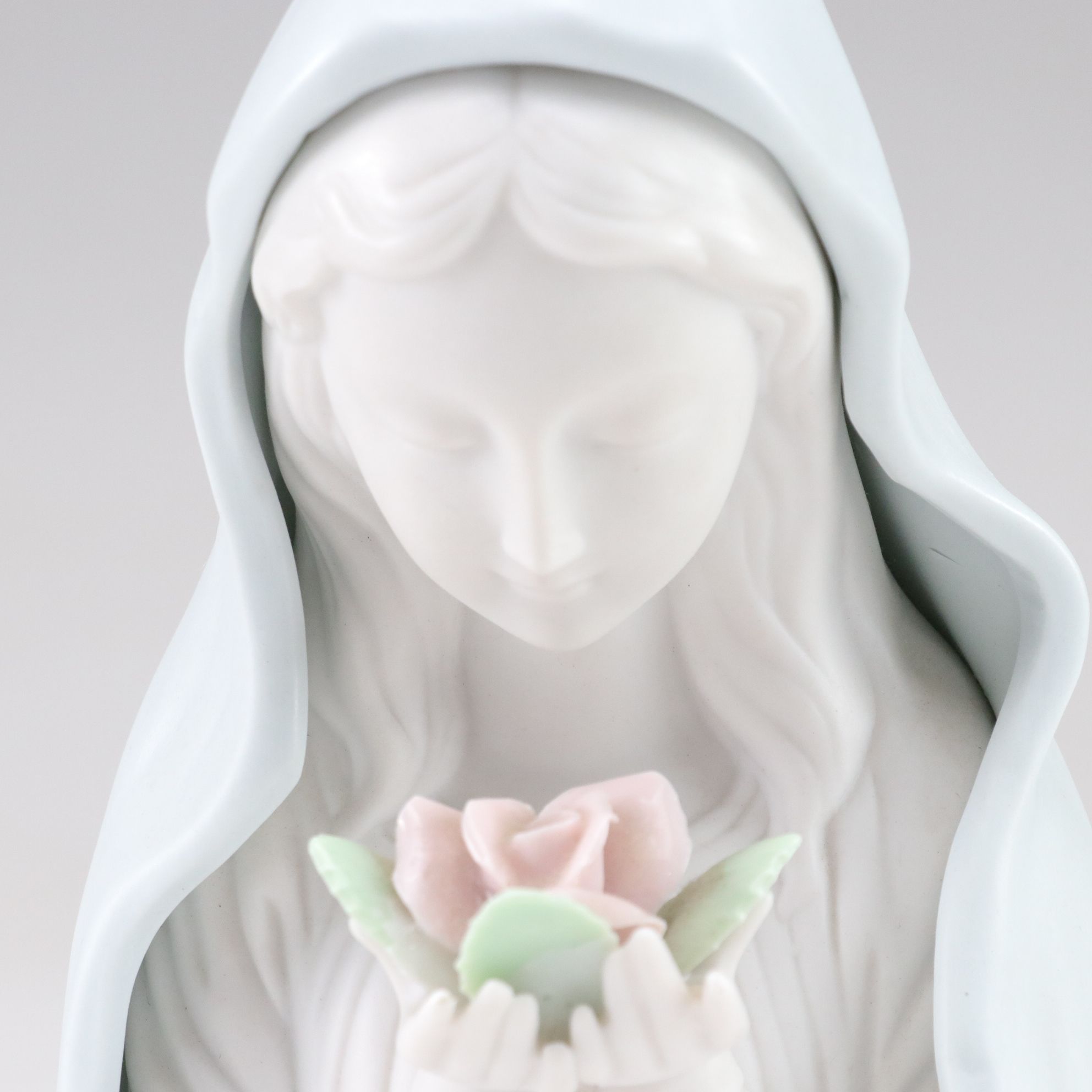 Virgin Mary with Rose Bisque Porcelain Nightlight