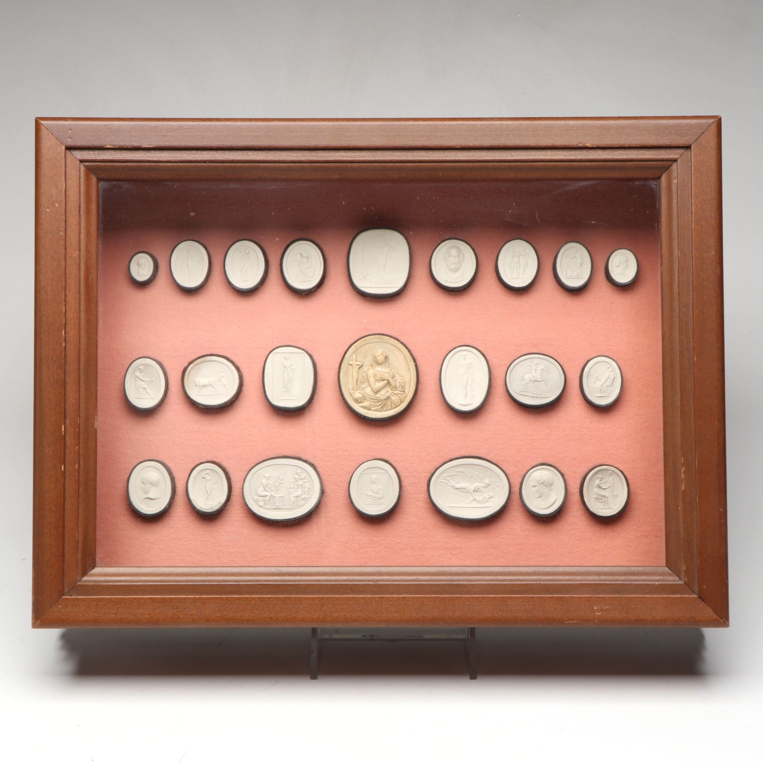 Framed Grand Tour Wax Medallions, Late 18th/Early 19th Century