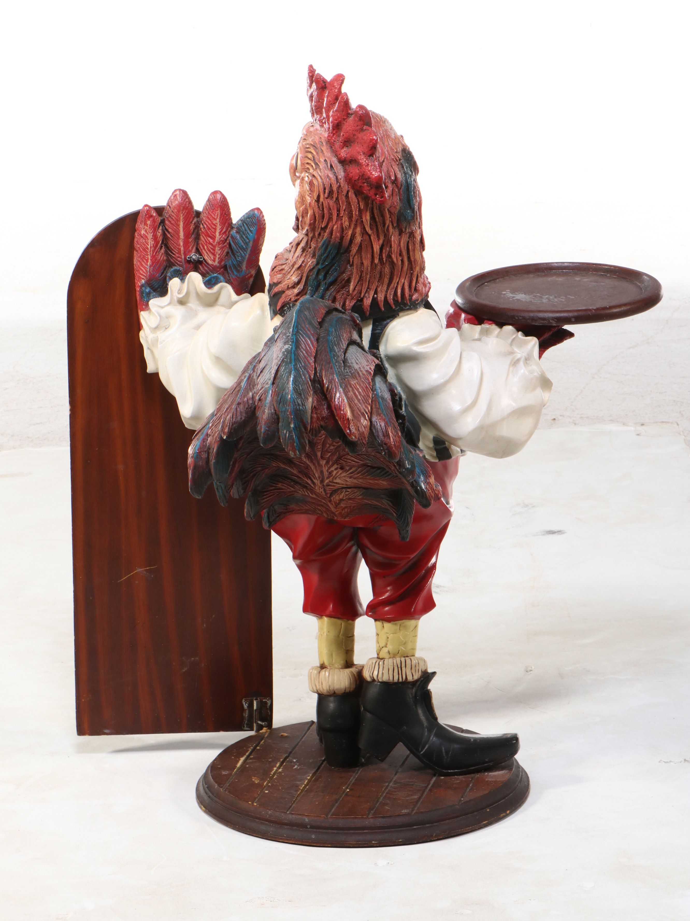 Rooster Butler Resin and Fiberglass Figure with Chalkboard Menu