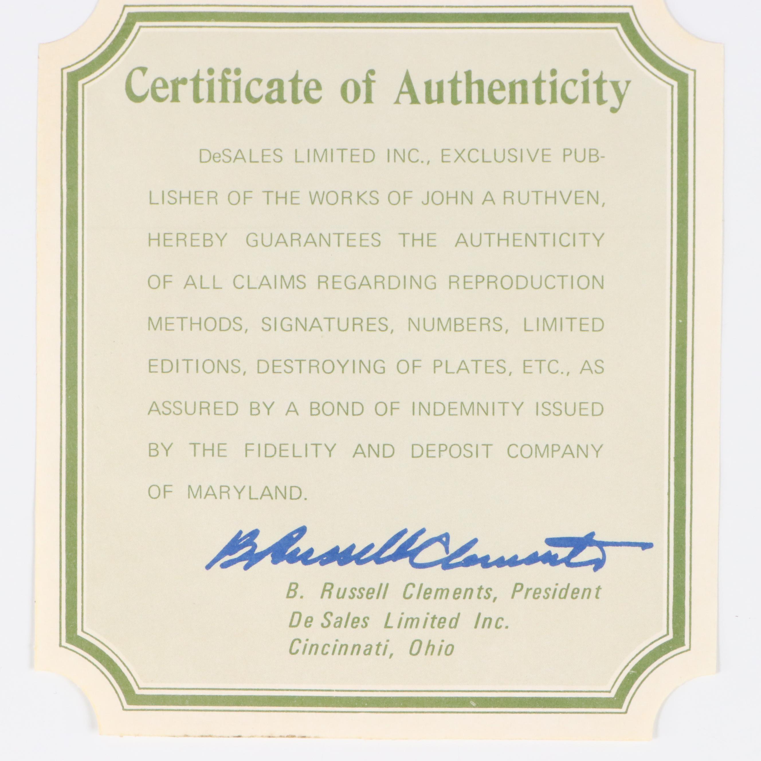 John A. Ruthven Offset Lithograph "Screech Owls," 1968