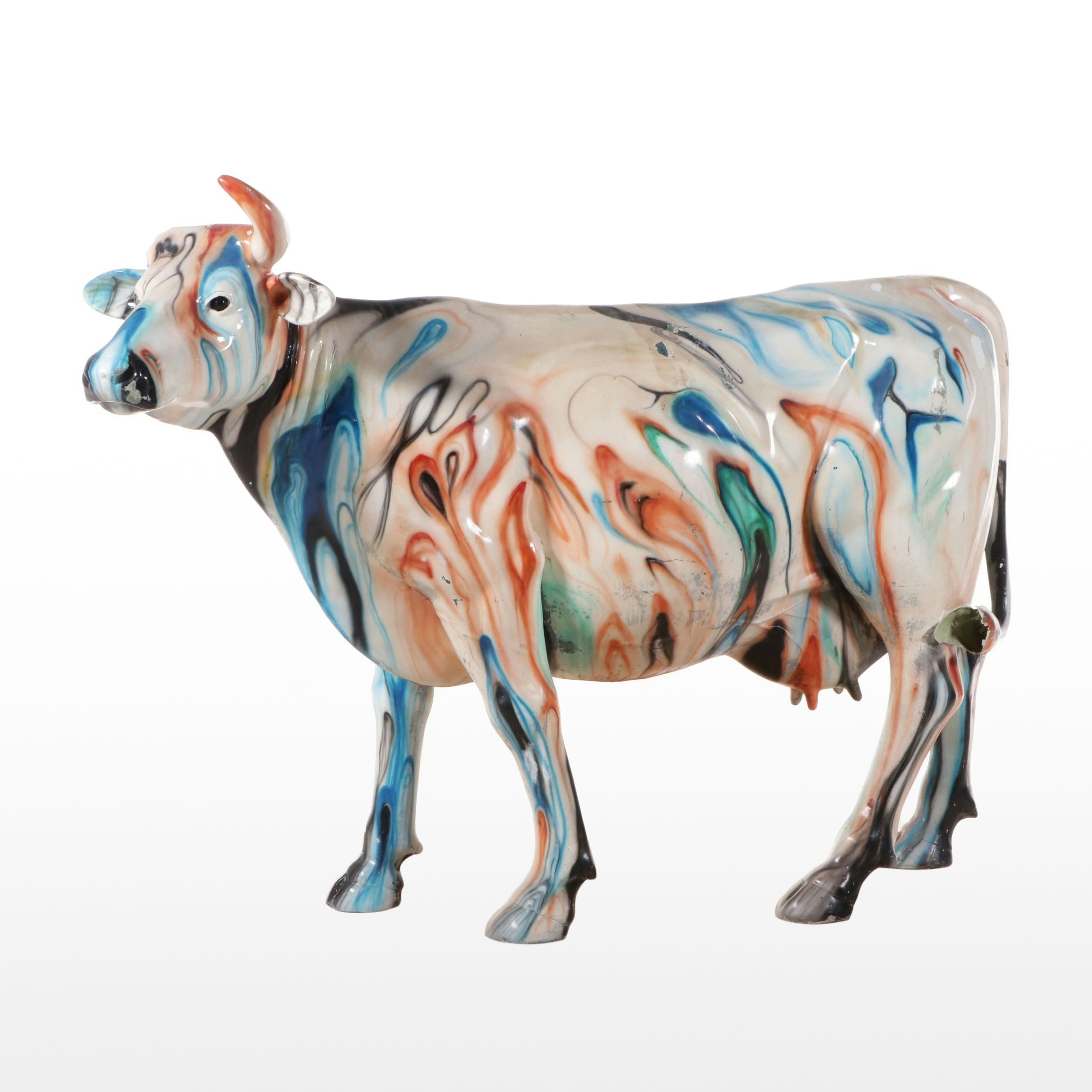 Cow Parade Style Pop Art Painted Fiberglass Statue, 21st Century