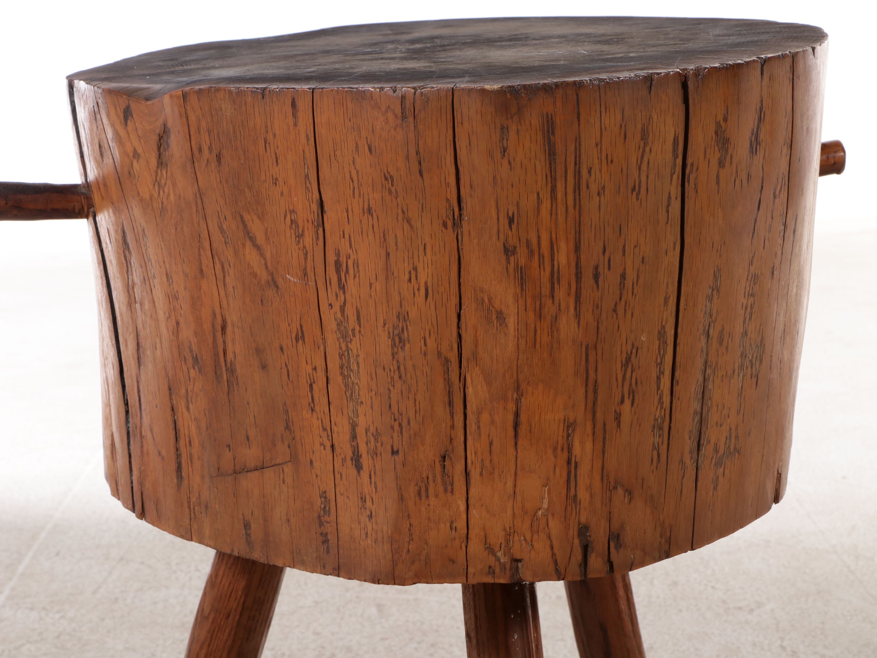 Primitive Tree Cross-Section Tripod Butcher Block