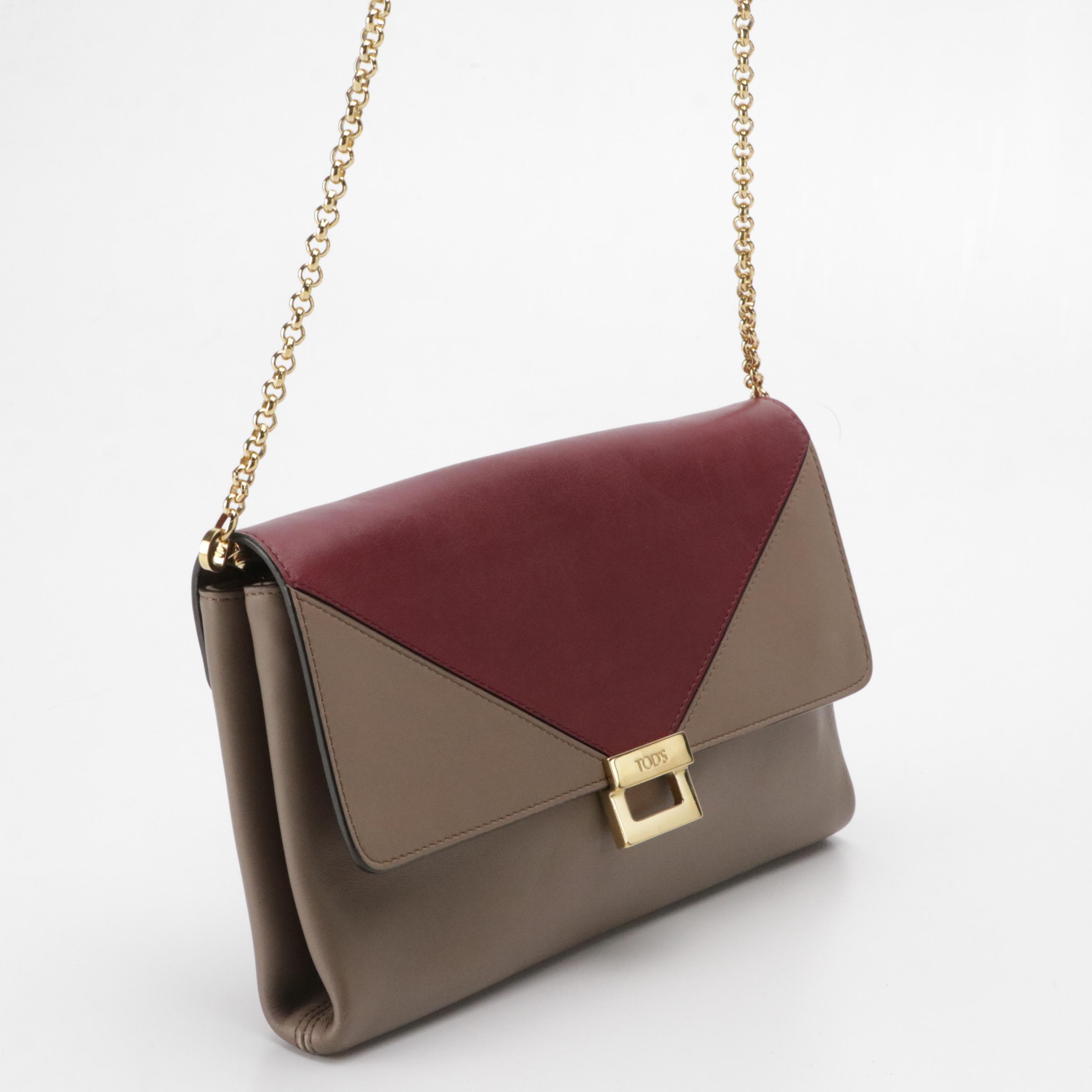 Tod's Bicolor Leather Chain-Link Clutch/Crossbody Bag