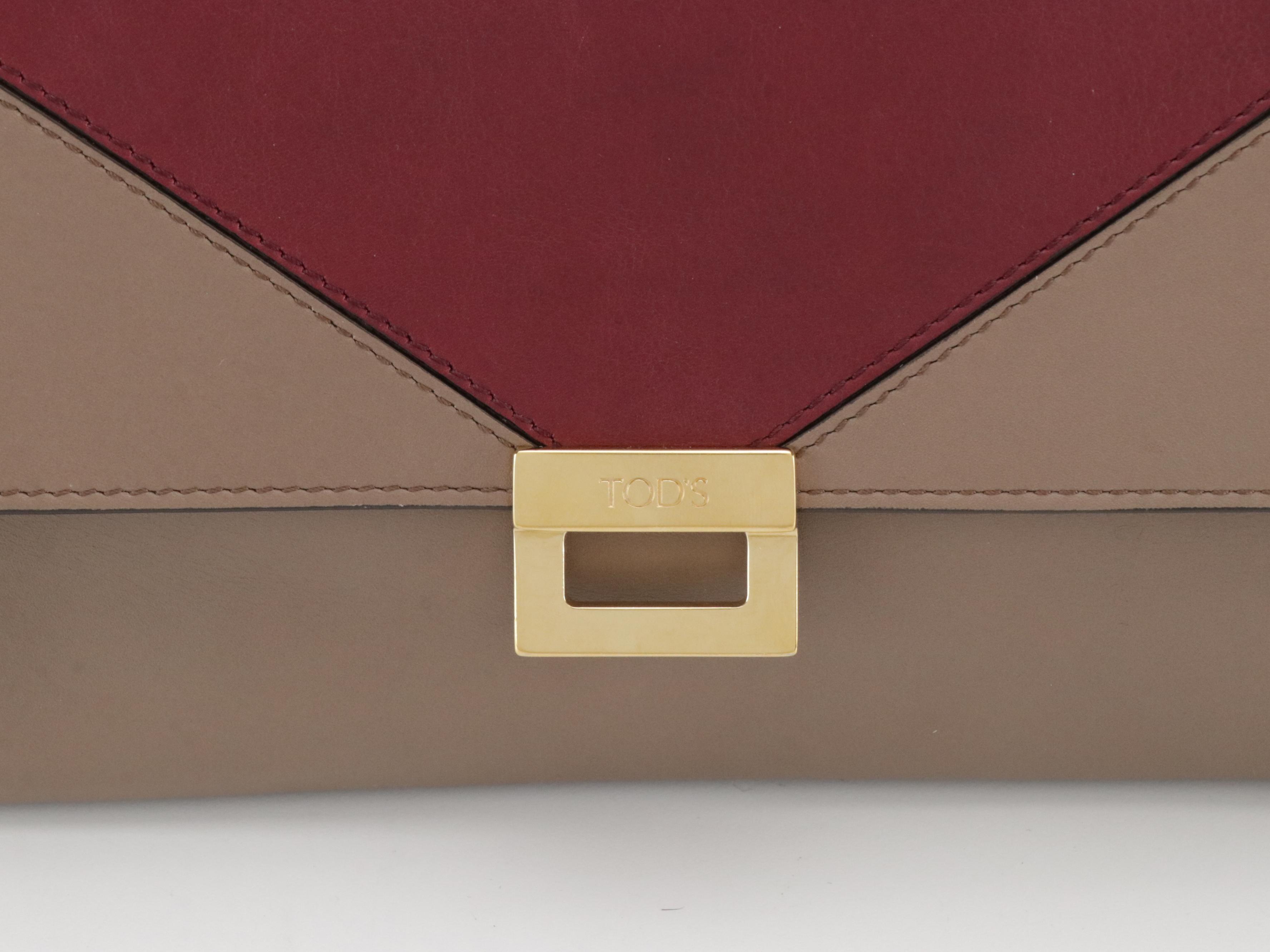 Tod's Bicolor Leather Chain-Link Clutch/Crossbody Bag