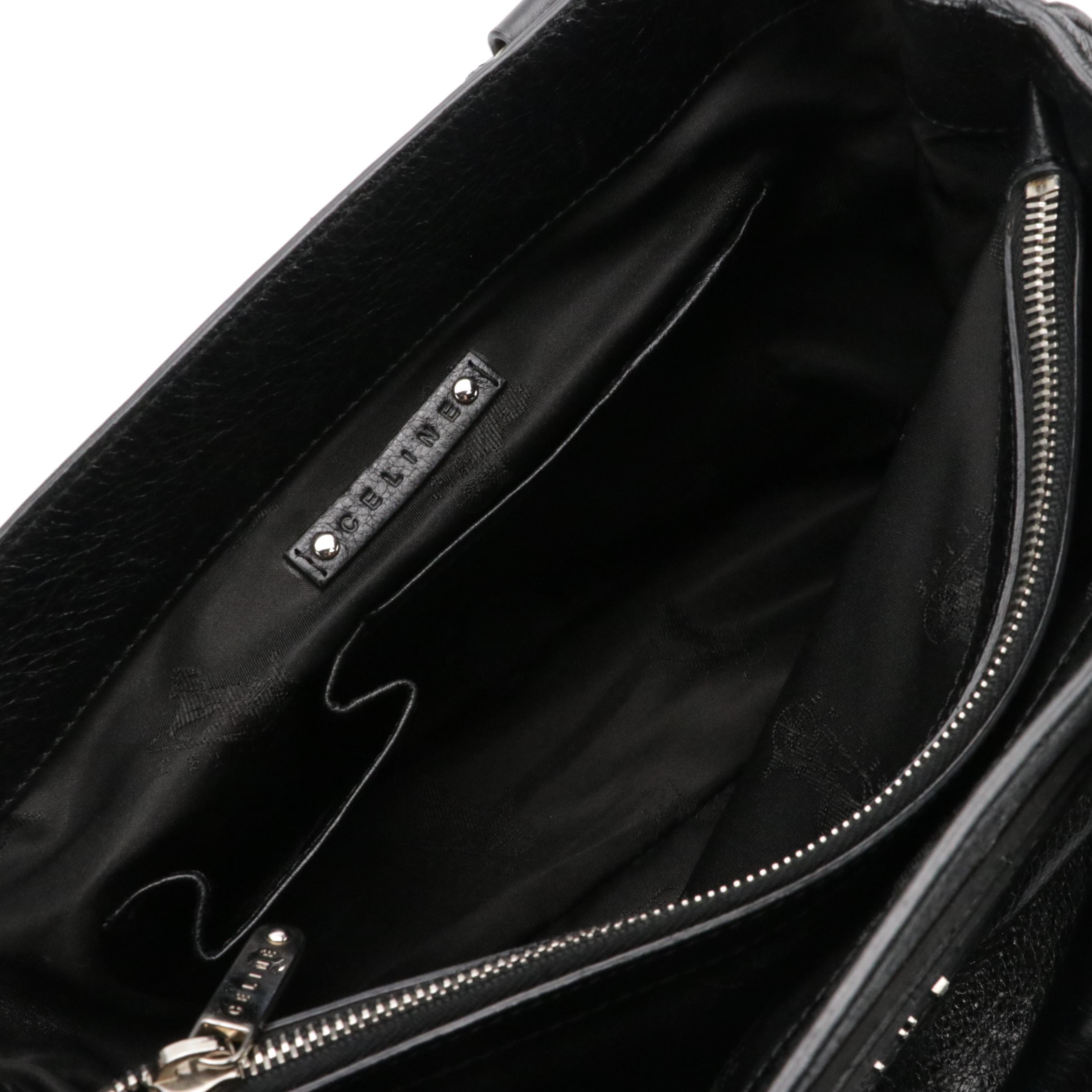 Celine Front Pocket Boogie Handbag in Black Grained Calfskin Leather