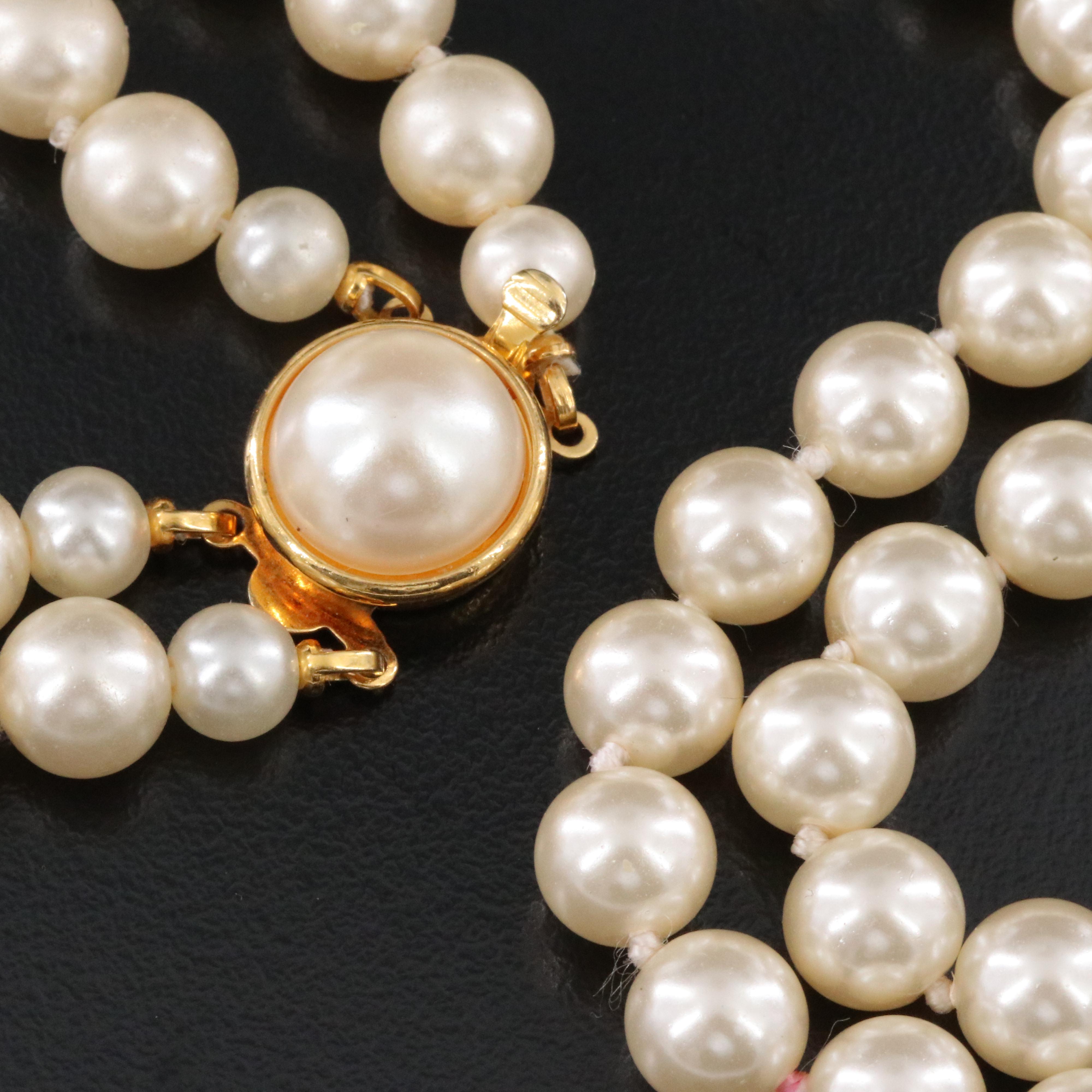 Double Row Faux Pearl Necklace
