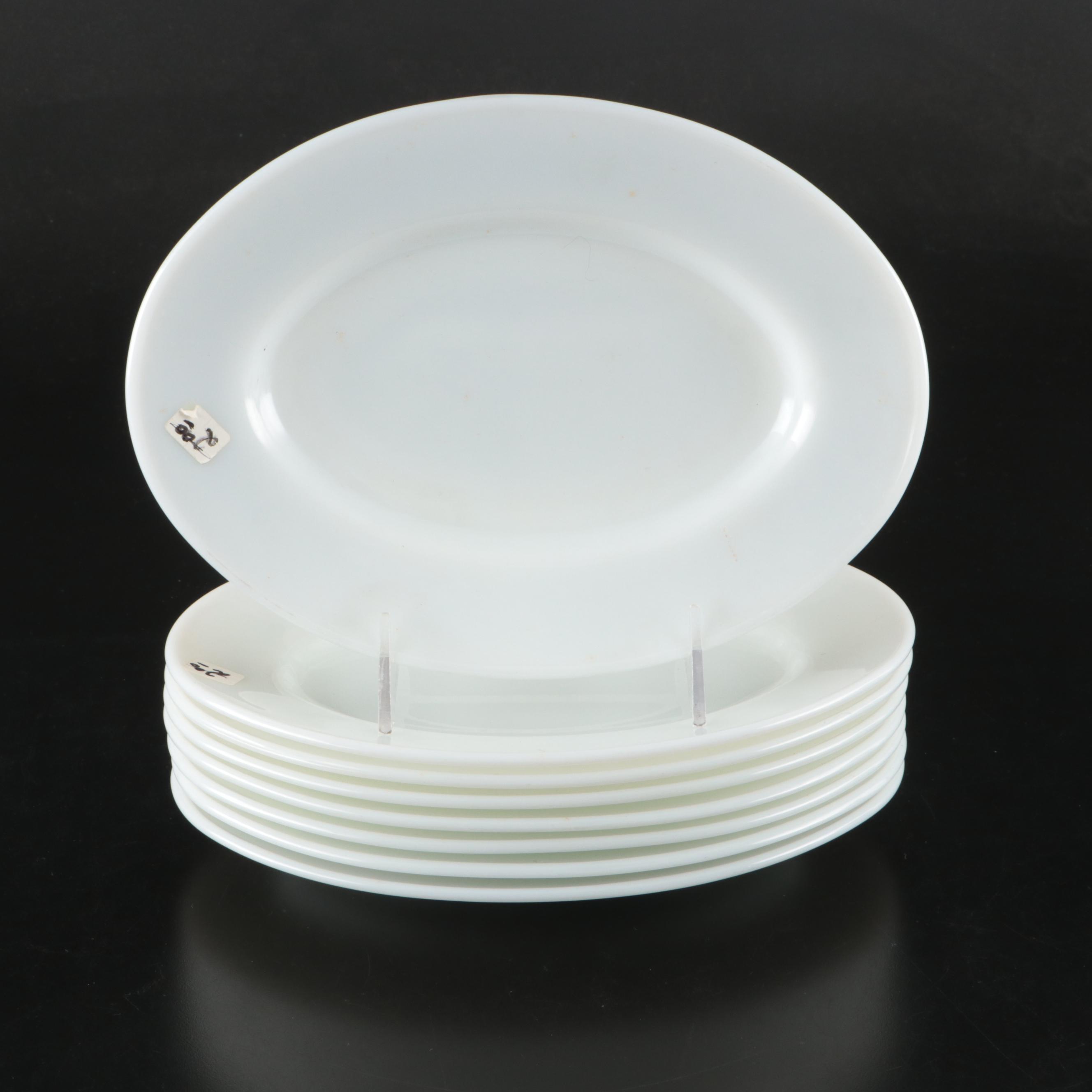 Pyrex Milk Glass Oval Plates with Other Table Accessories, Mid to Late 20th C.