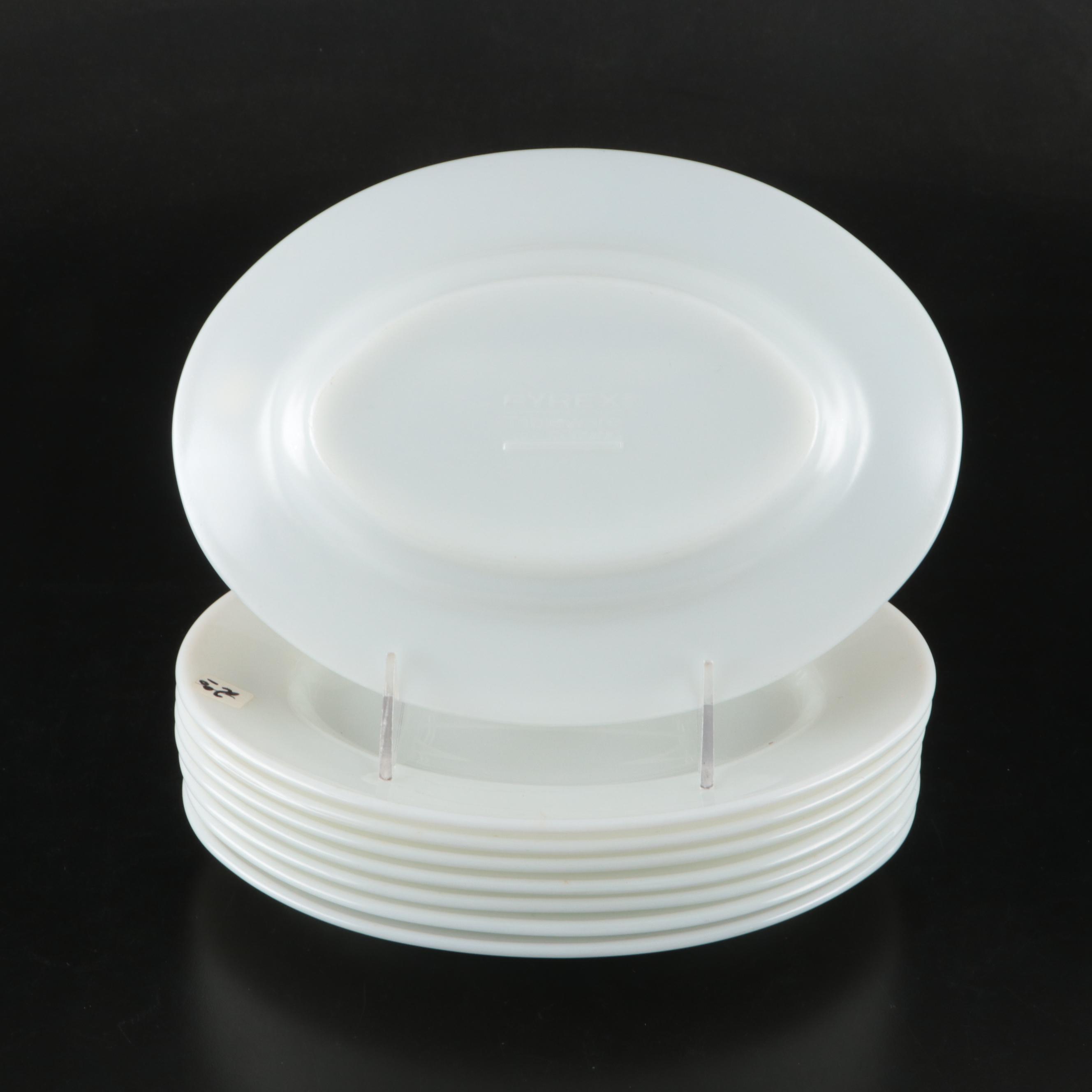 Pyrex Milk Glass Oval Plates with Other Table Accessories, Mid to Late 20th C.