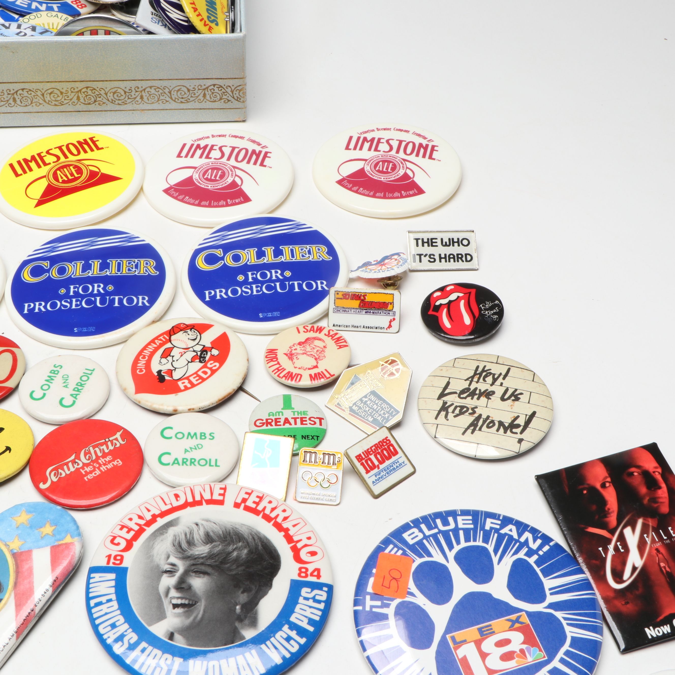 Cincinnati Reds, Geraldine Ferraro '84 and Other Vintage Pinbacks