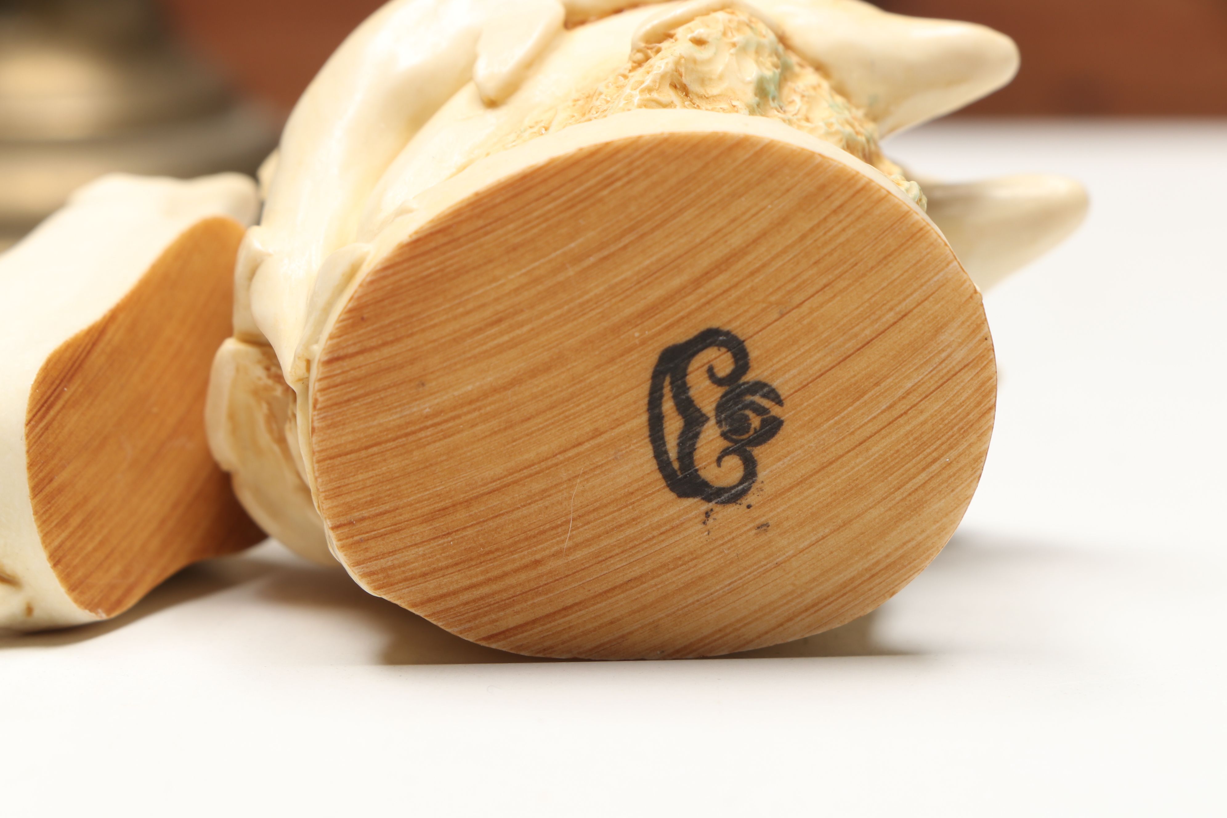 Indian Brass Dolphin, Carved Wood Hippo, and Other Table Décor