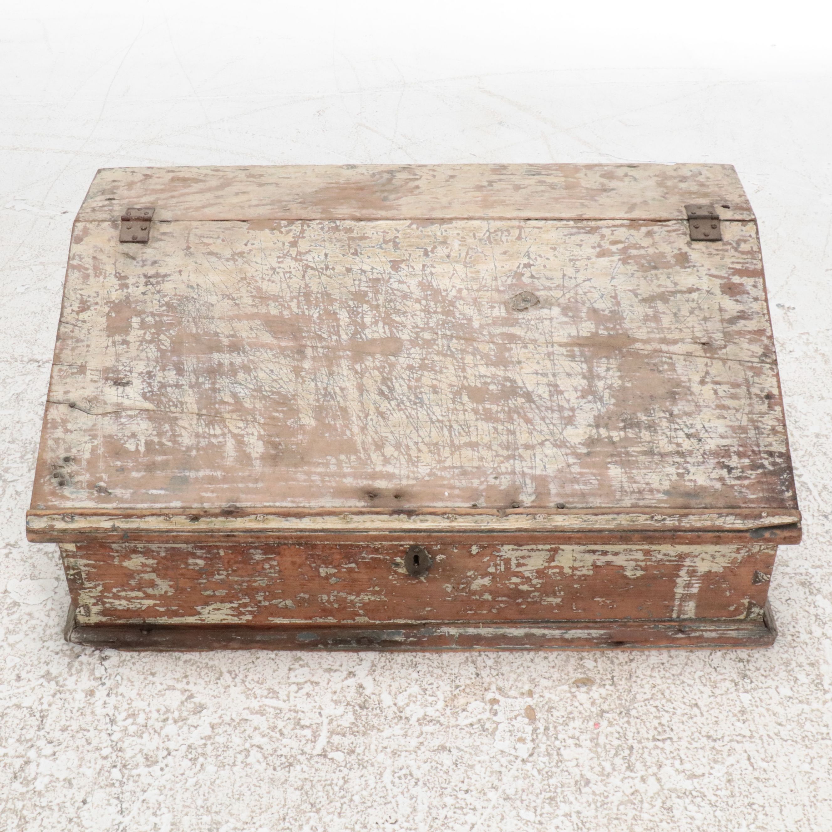American Pine Paymaster's/Depot Desk Box with Original Paint, Mid-19th Century