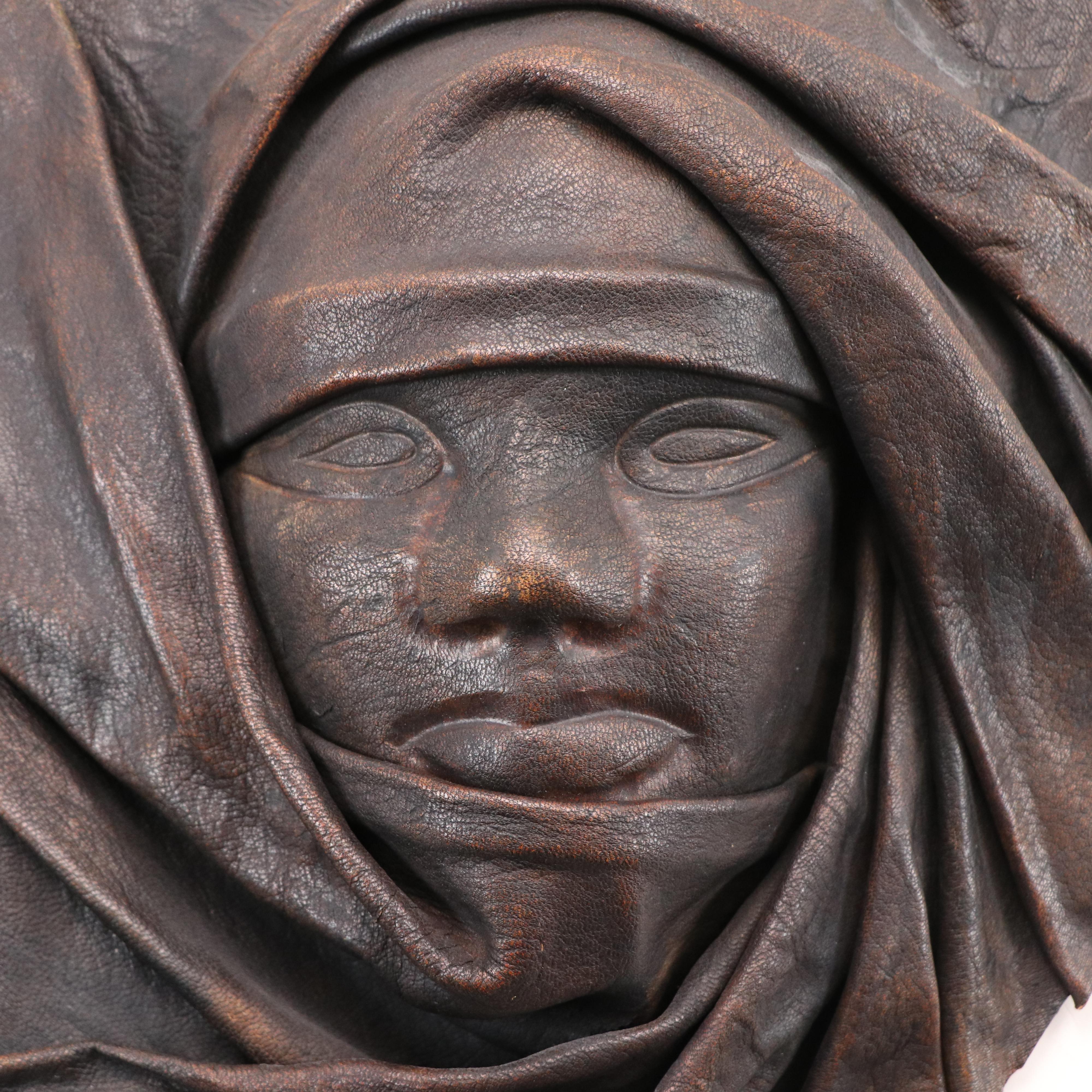 Jamaican Handmade Leather Mask, 20th Century
