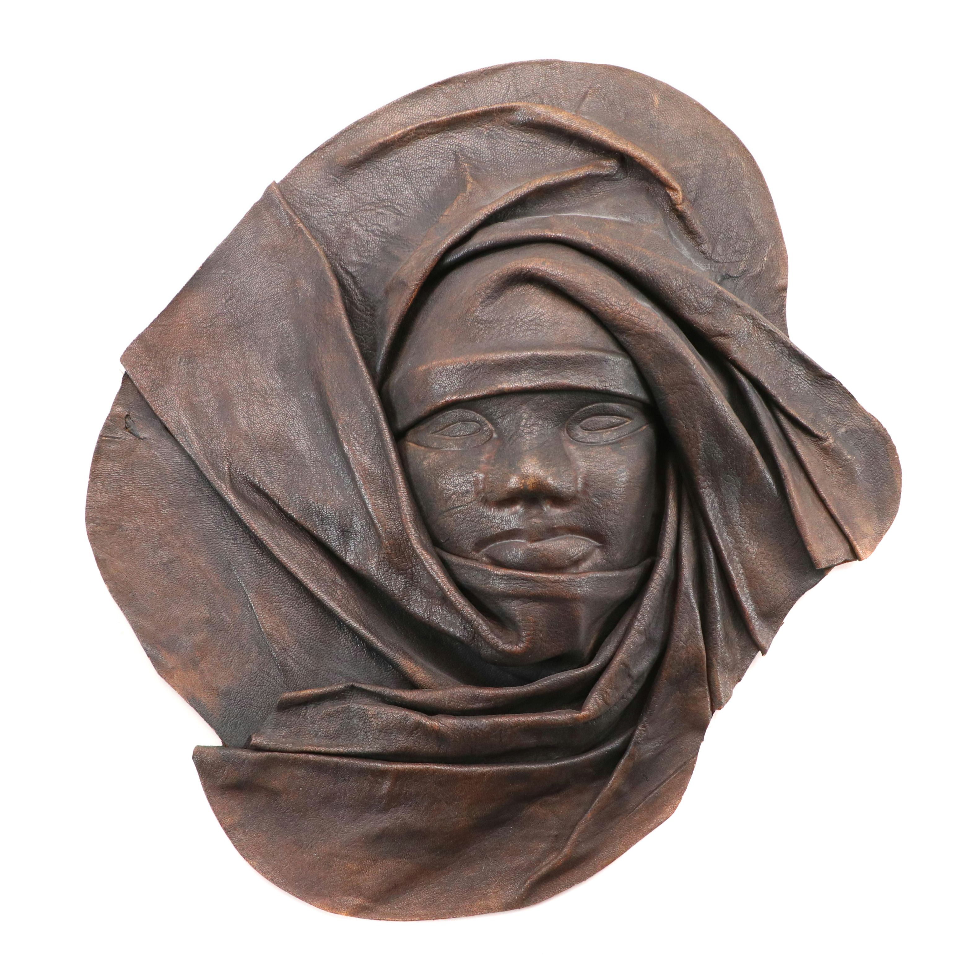 Jamaican Handmade Leather Mask, 20th Century