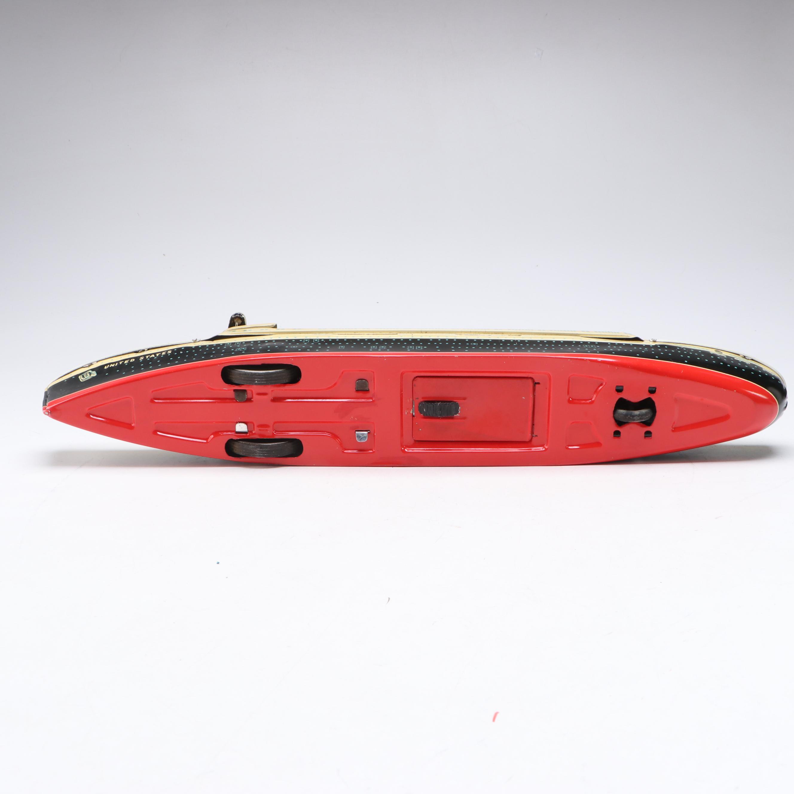Yonezawa "United States" Tin Lithograph Toy Ship, Mid-20th Century