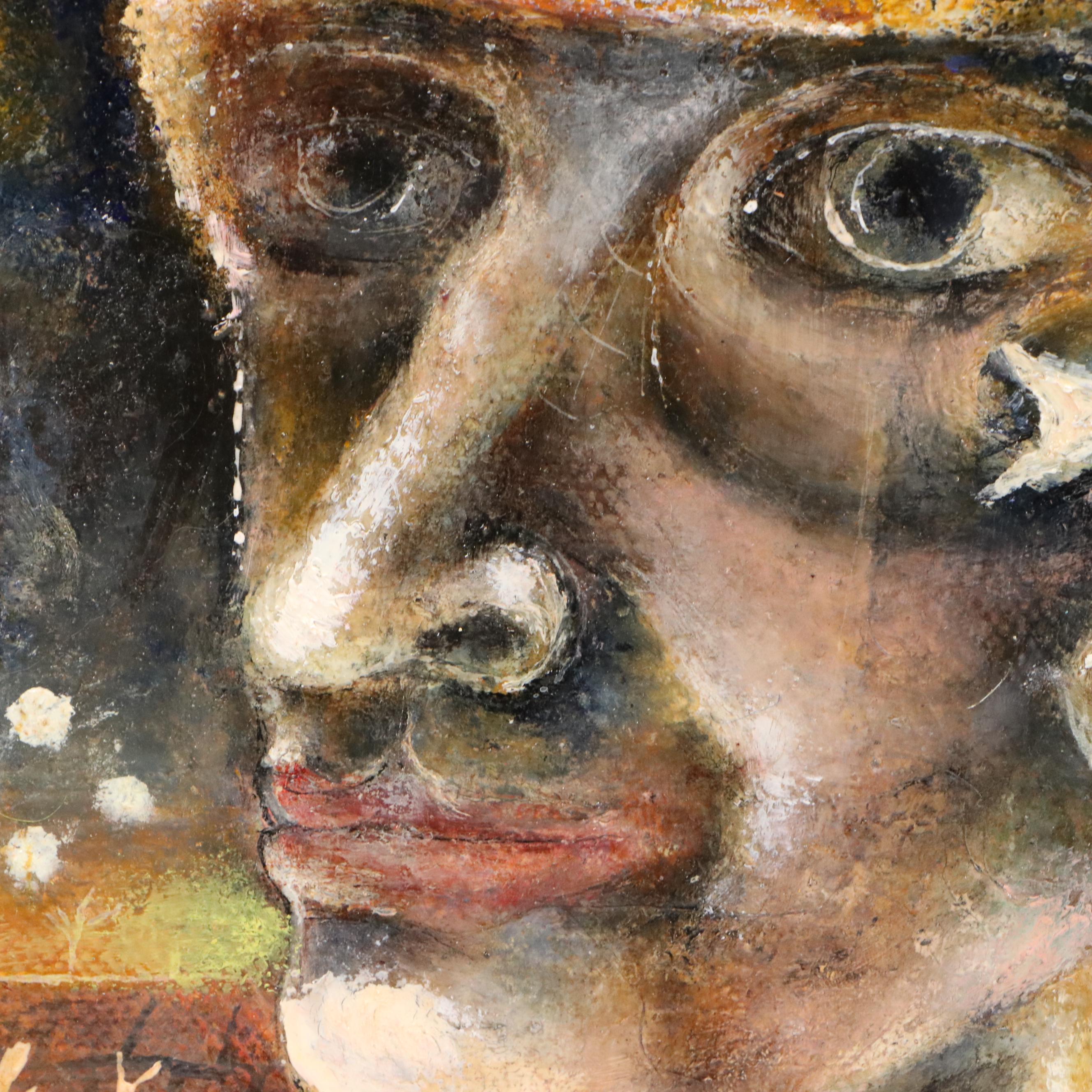 Nikolay "Kuk" Manuylov Surrealist Style Oil Painting of Two Figures, 21st C.