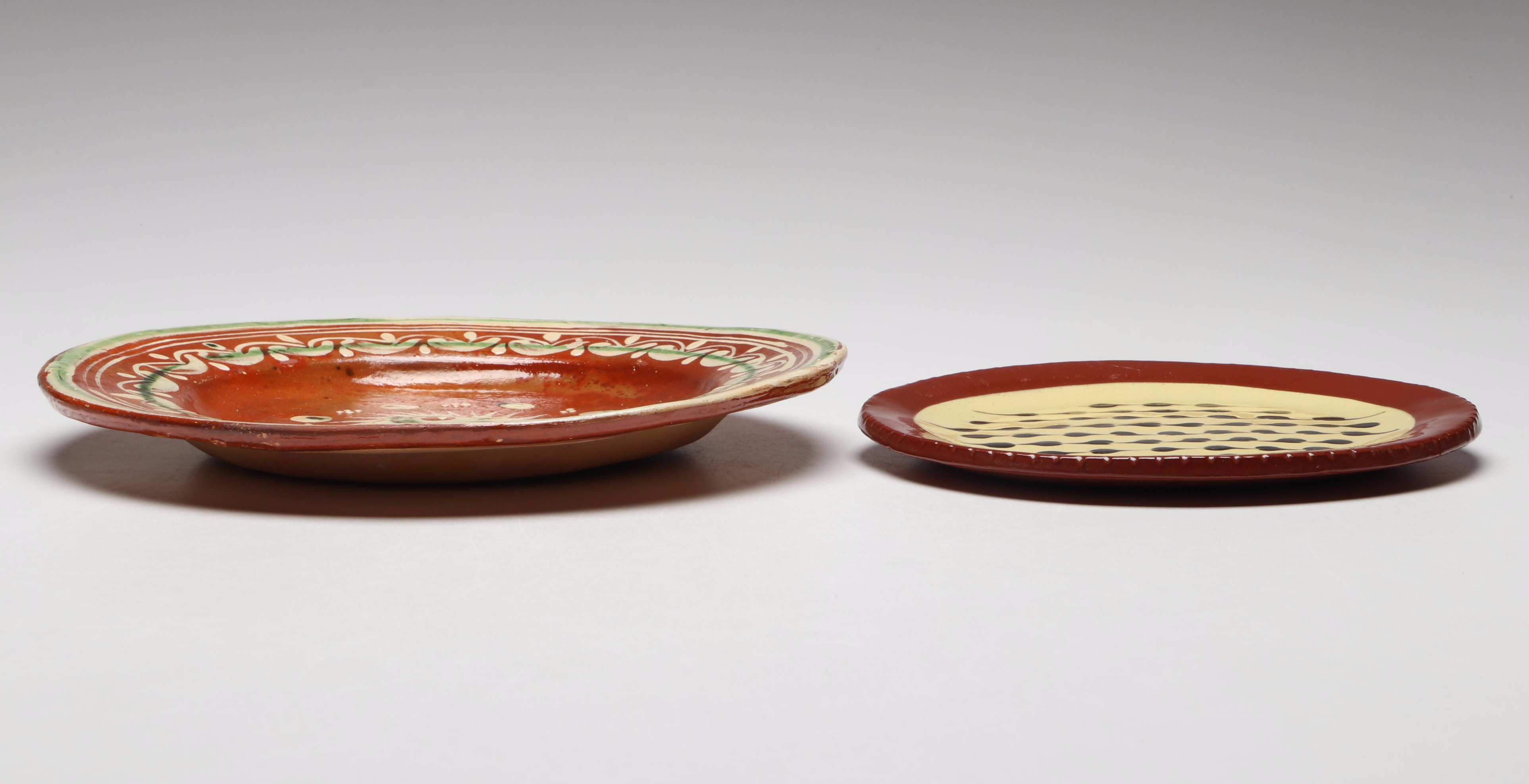Mexican Folk Art Plate and Glazed Terracotta Tableware