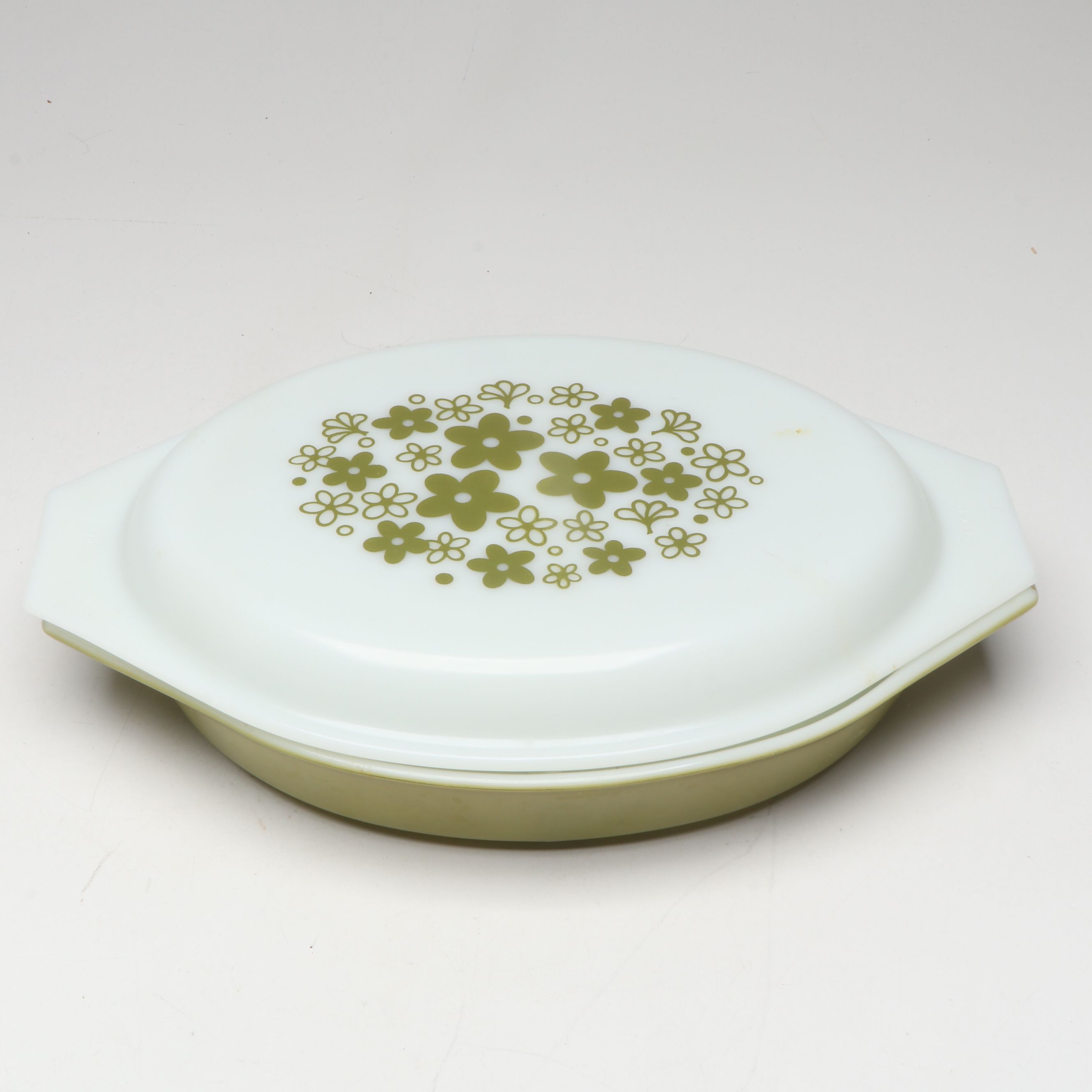 Pyrex "Crazy Daisy" Oval Casserole with Other Vintage Kitchenware