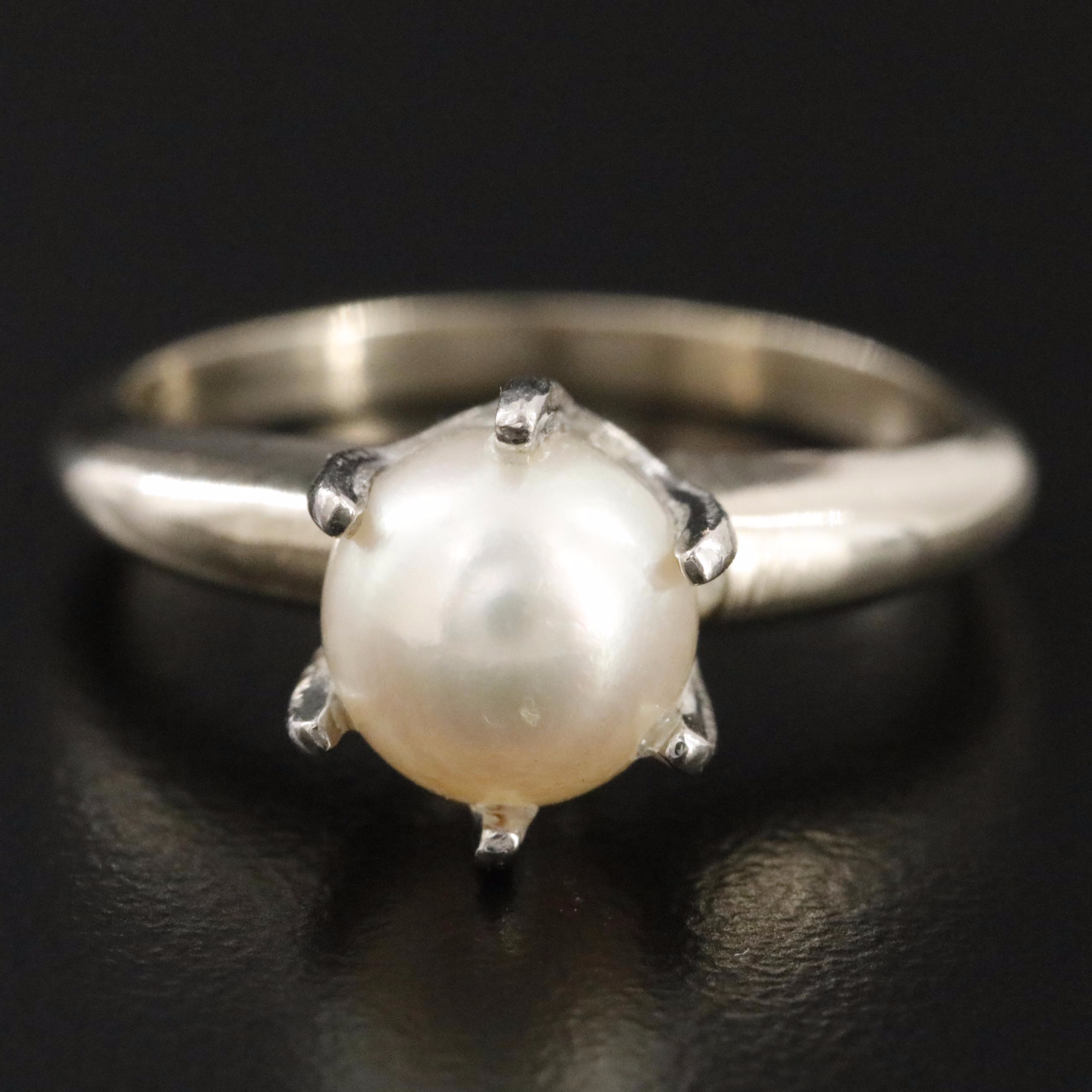 14K Pearl Solitaire Ring