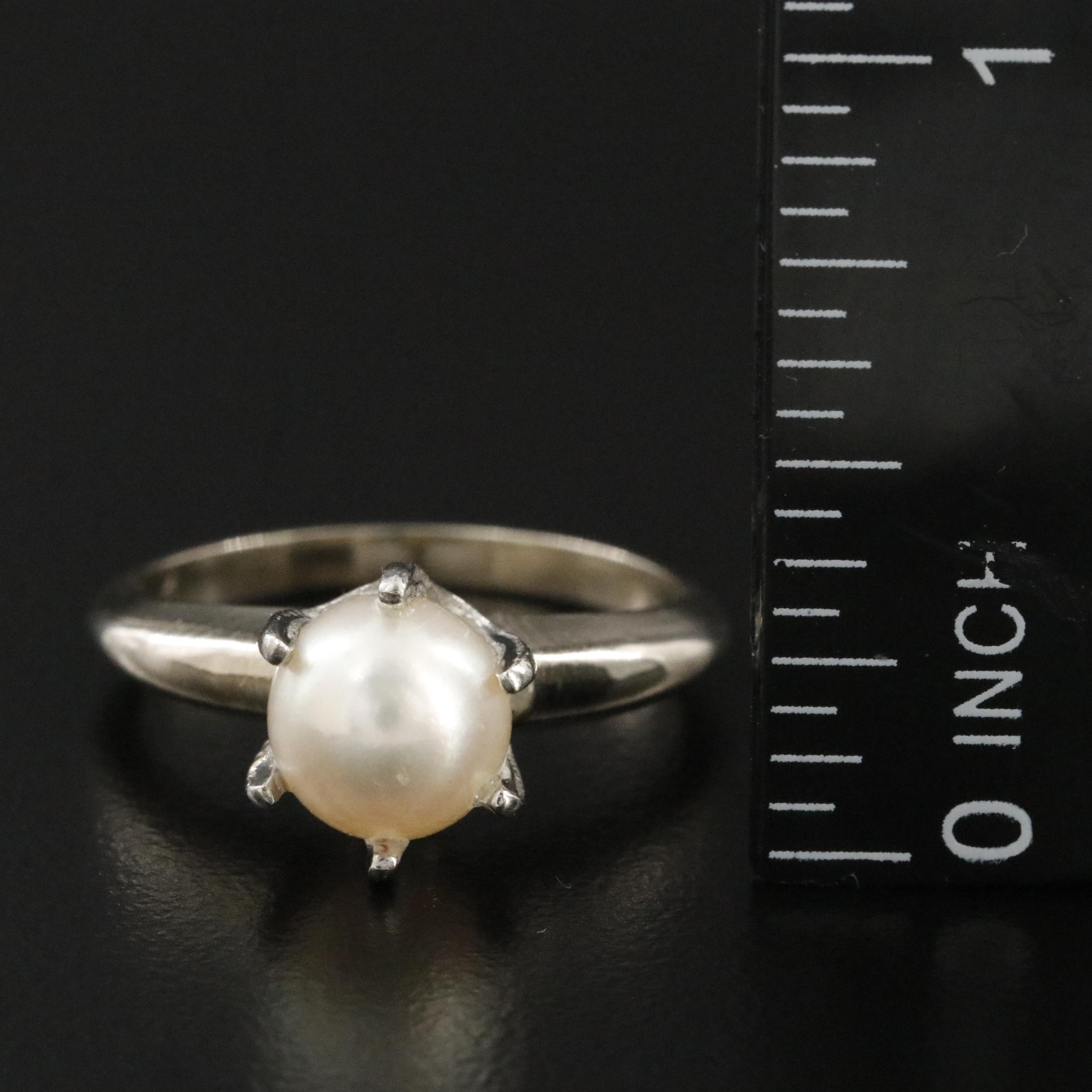 14K Pearl Solitaire Ring