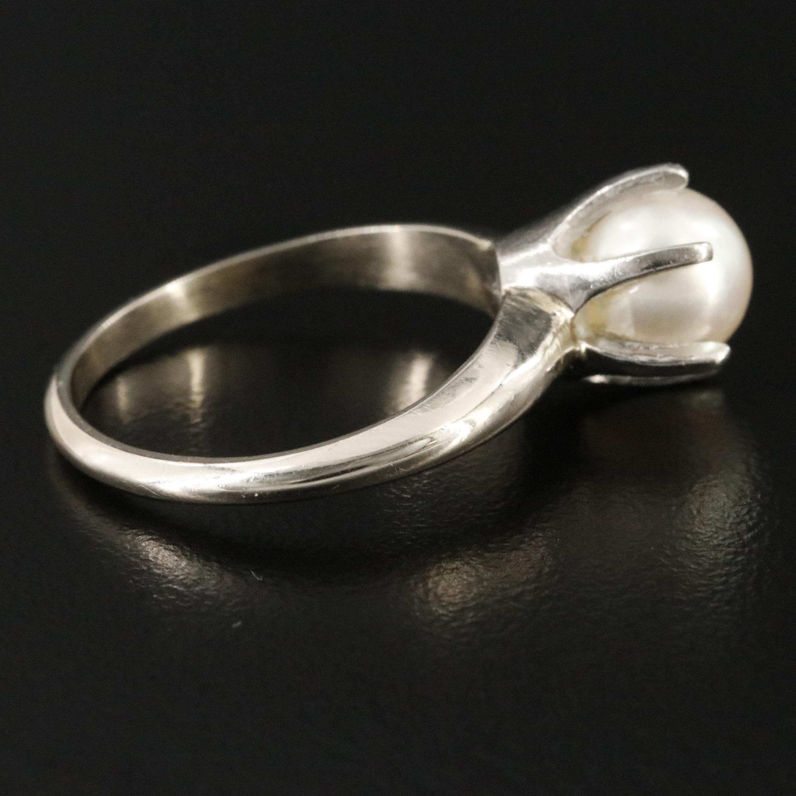 14K Pearl Solitaire Ring