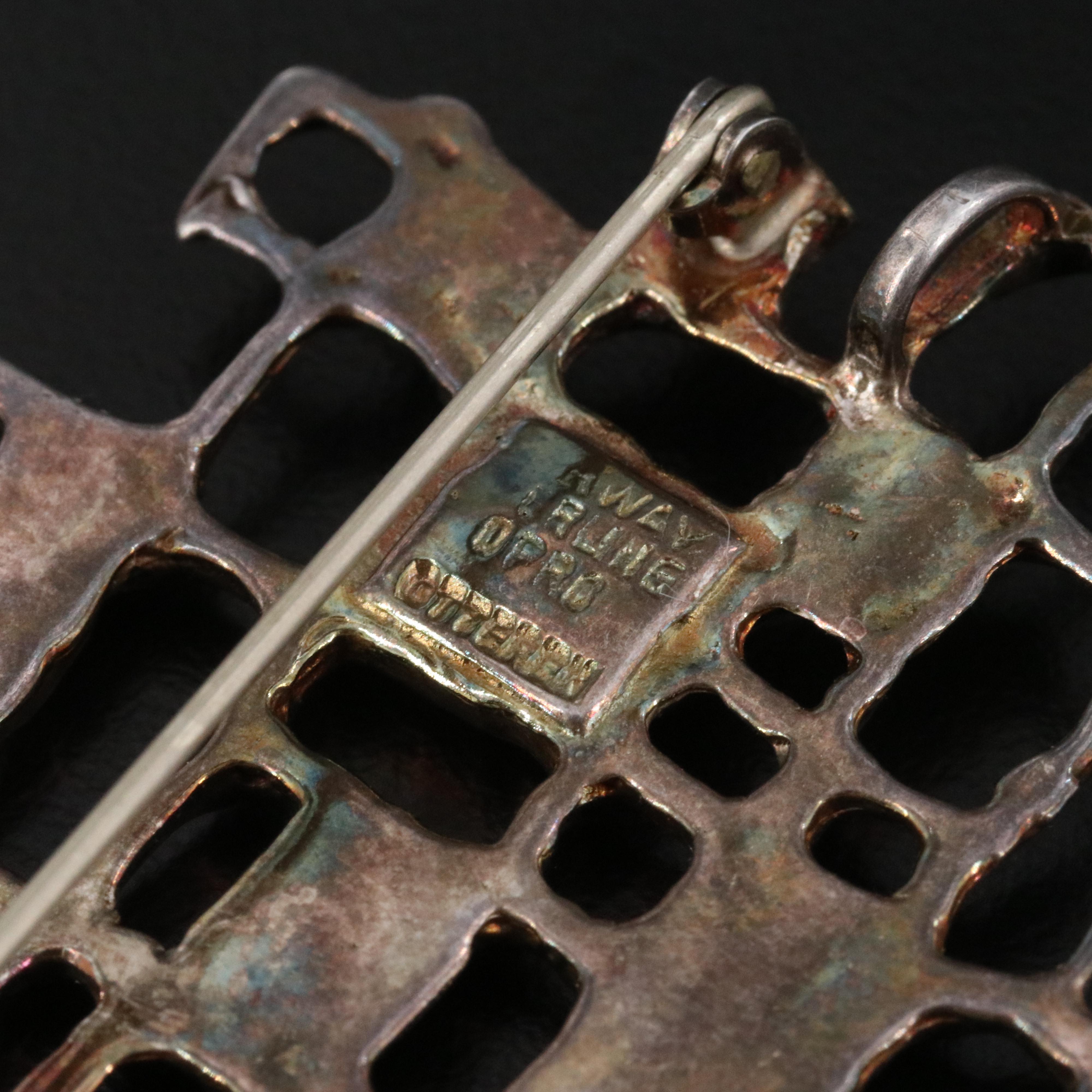 Modernist Opro Sterling Enamel Enhancer Pin Pendant