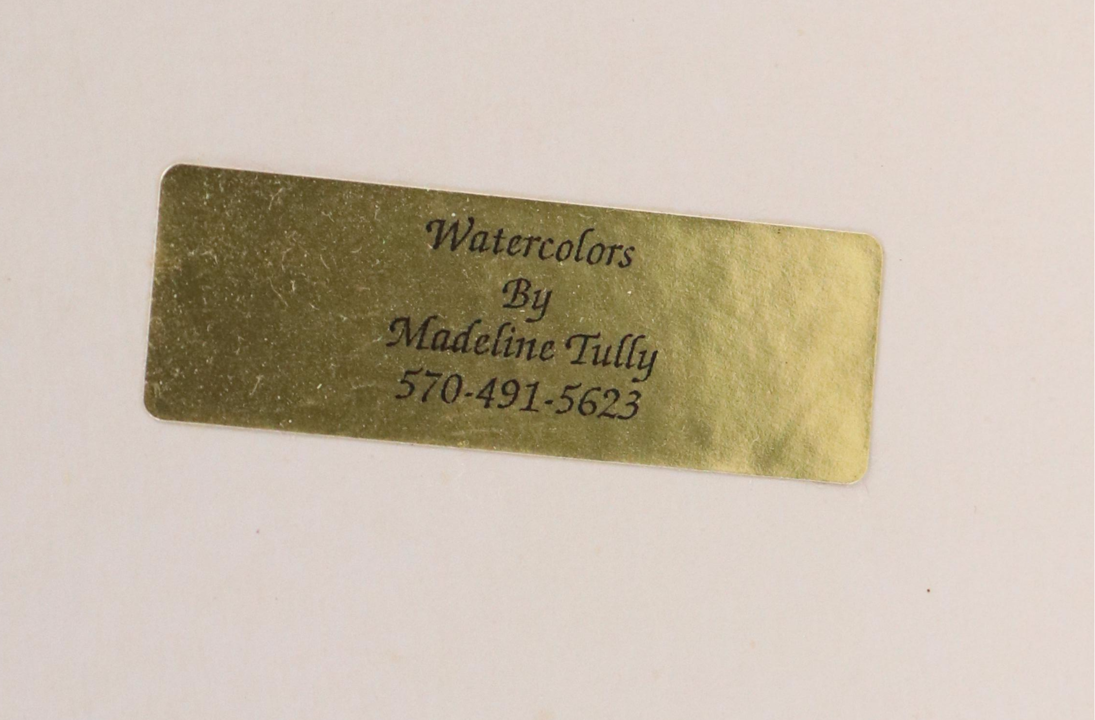 Madeline Tully Floral Watercolor Painting with Red Berries, 1998