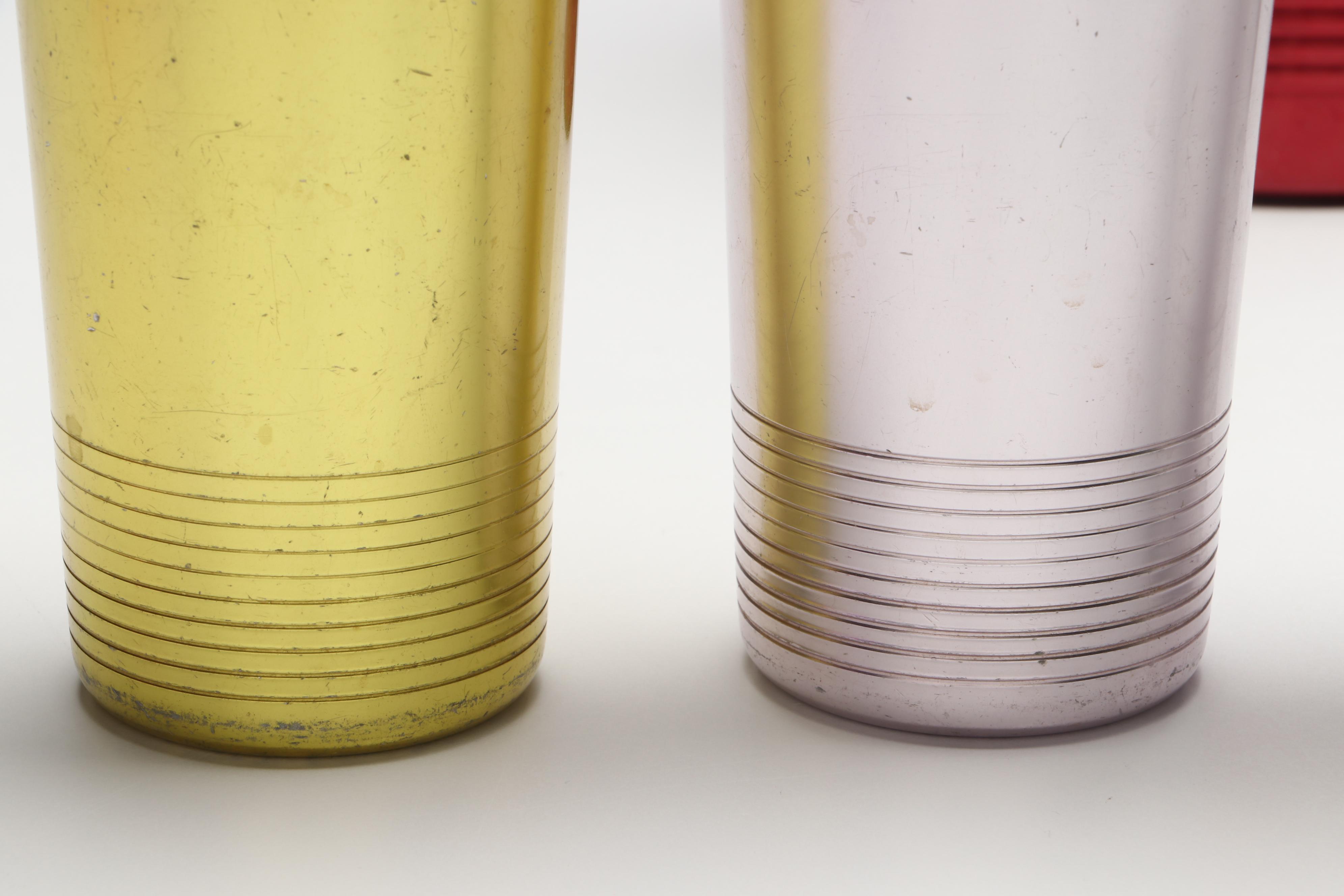 Regal Aluminum Pitcher and Cups with Sunburst & Other Multicolored Aluminum Cups