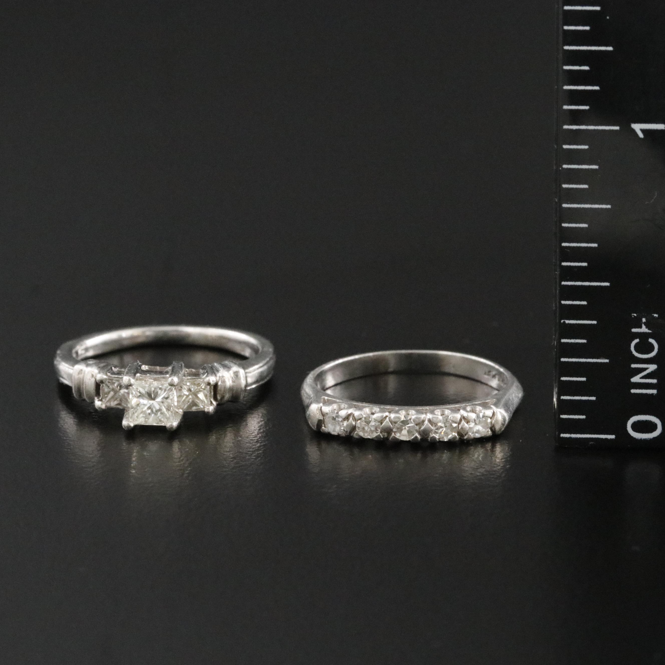 Platnium 0.51 CTW Diamond Ring and Band