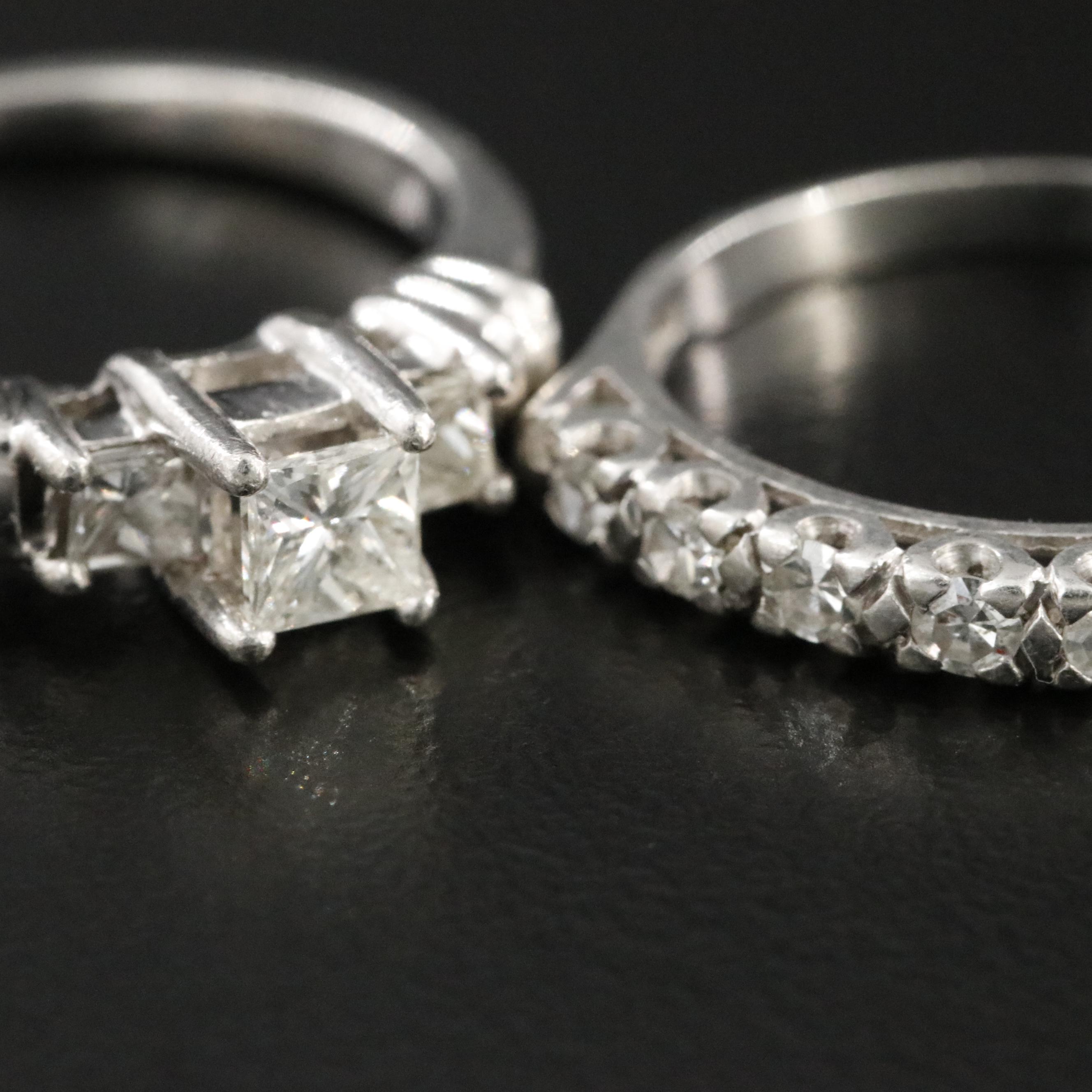 Platnium 0.51 CTW Diamond Ring and Band