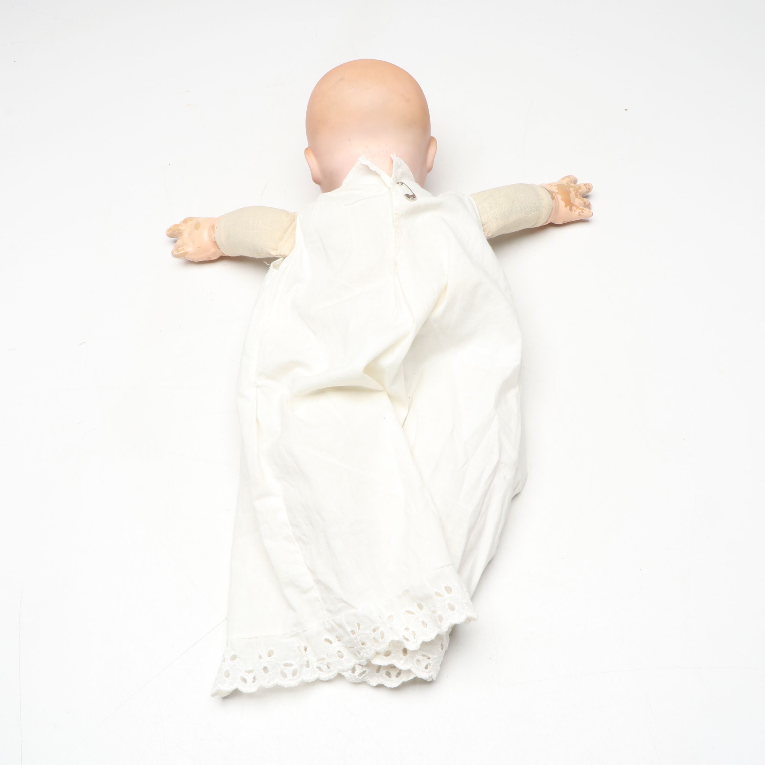 Armand Marseille Bisque Doll with Wind-Up Teddy Bear and Other Vintage Doll