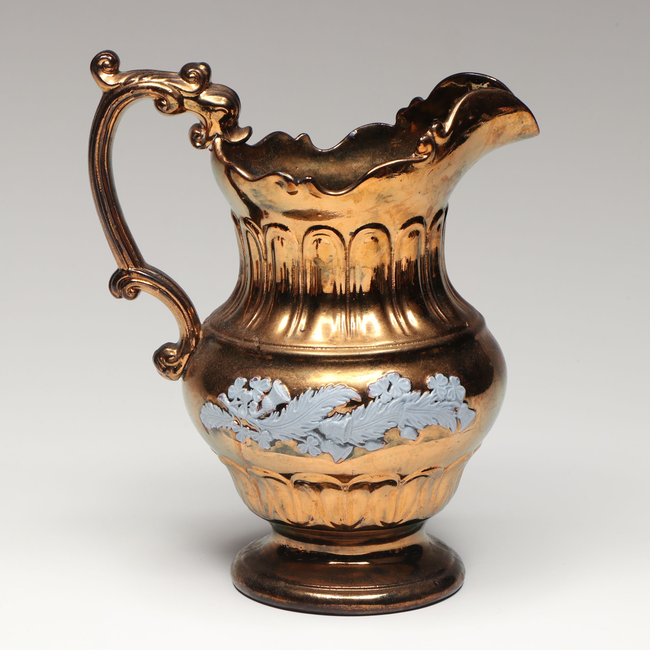 English Copper Luster Pitchers and Mug, Late 19th/ Early 20th Century