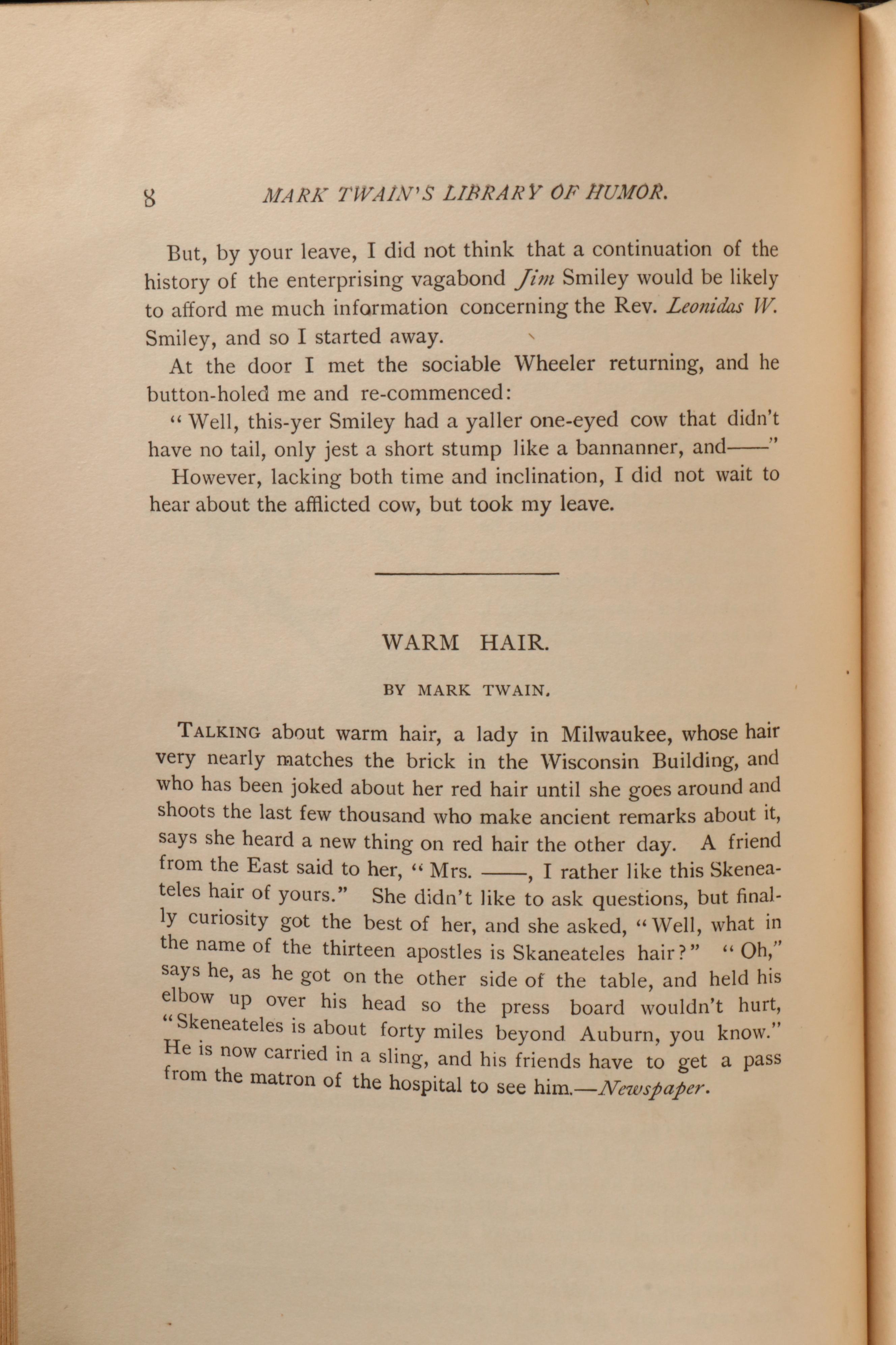 First Edition, First State "Mark Twain's Library of Humor," 1888