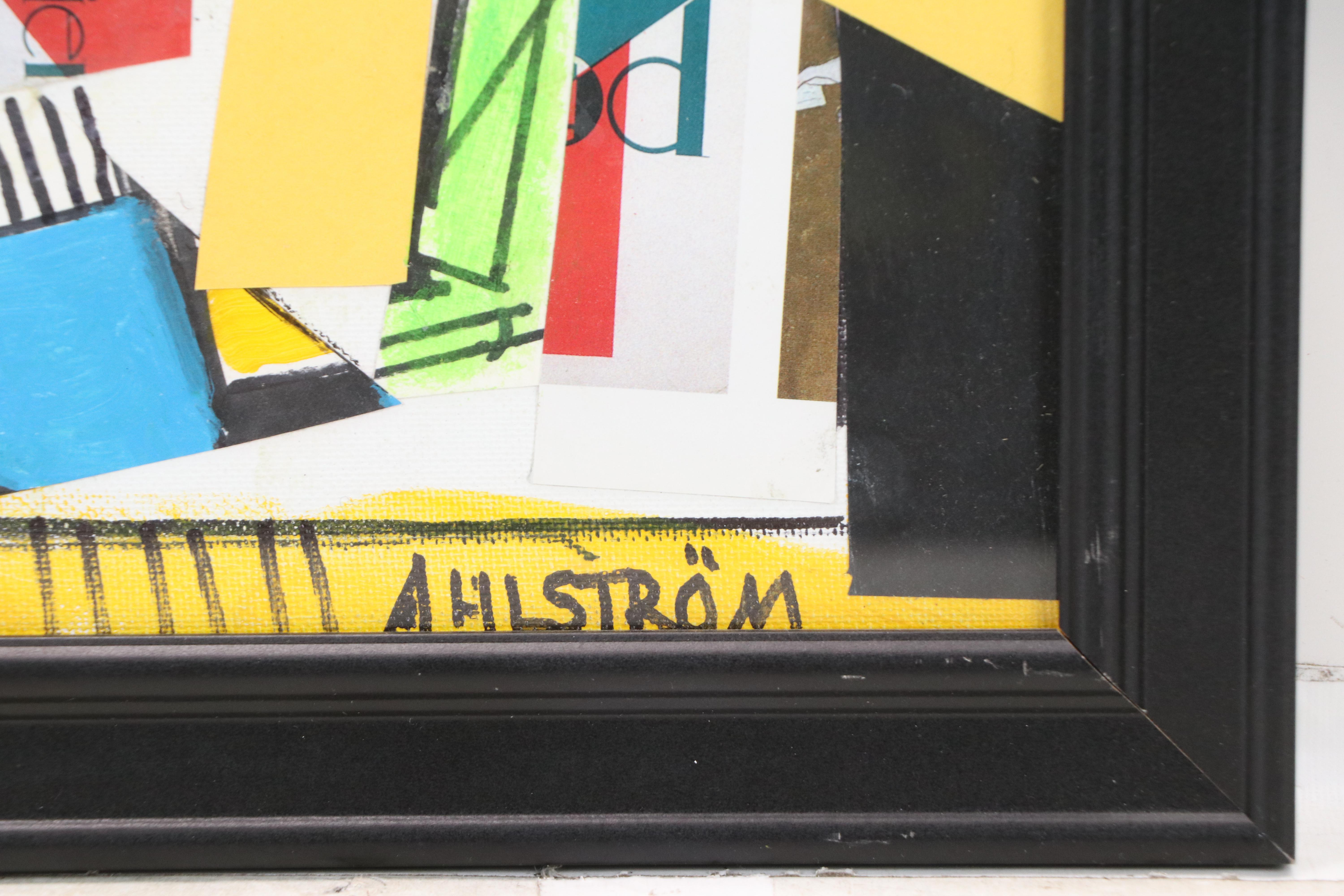 Ronald Ahlström Modern Mixed Media Collage, Late 20th/ 21st Century