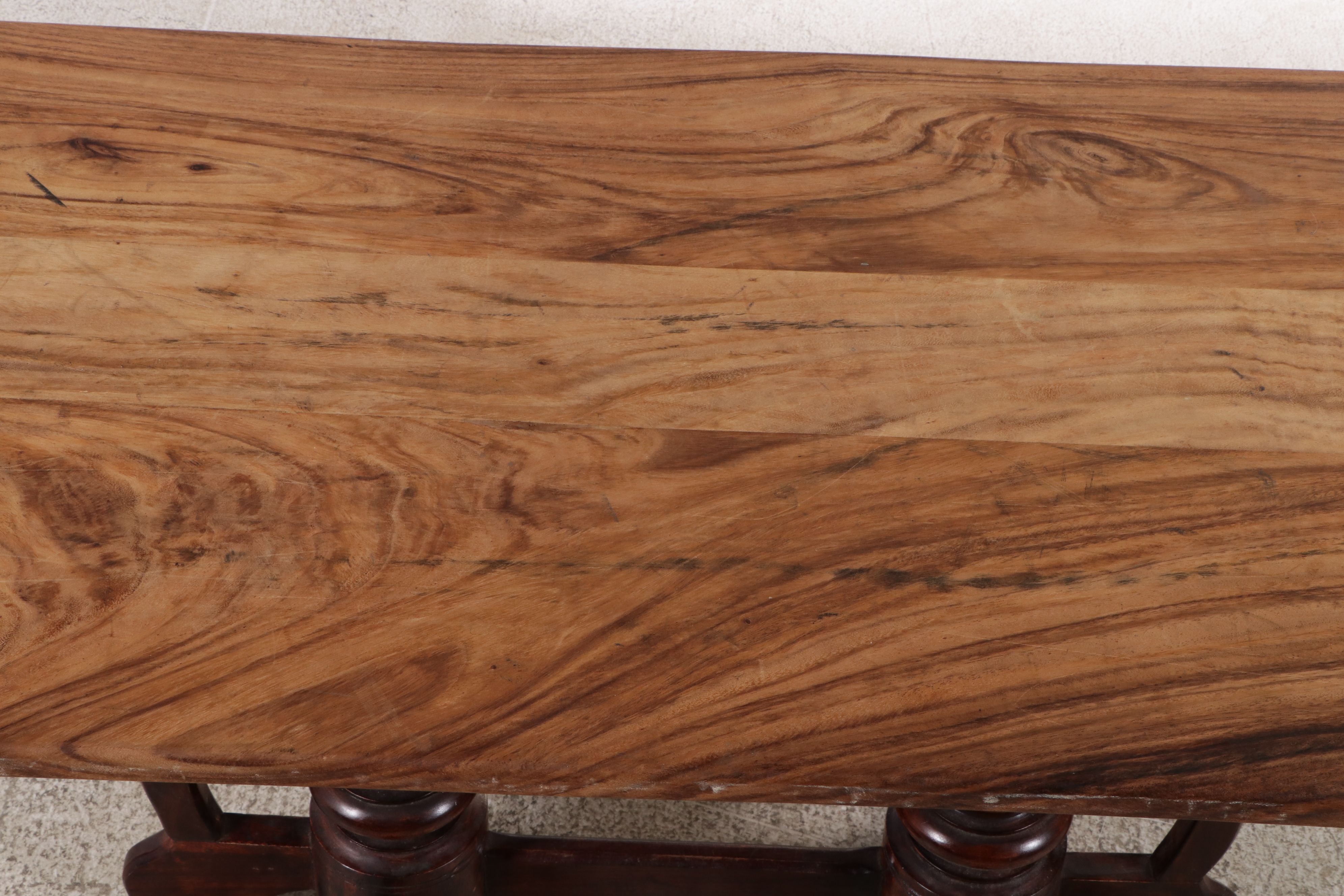 Baroque Style Trestle Table with Olivewood Top