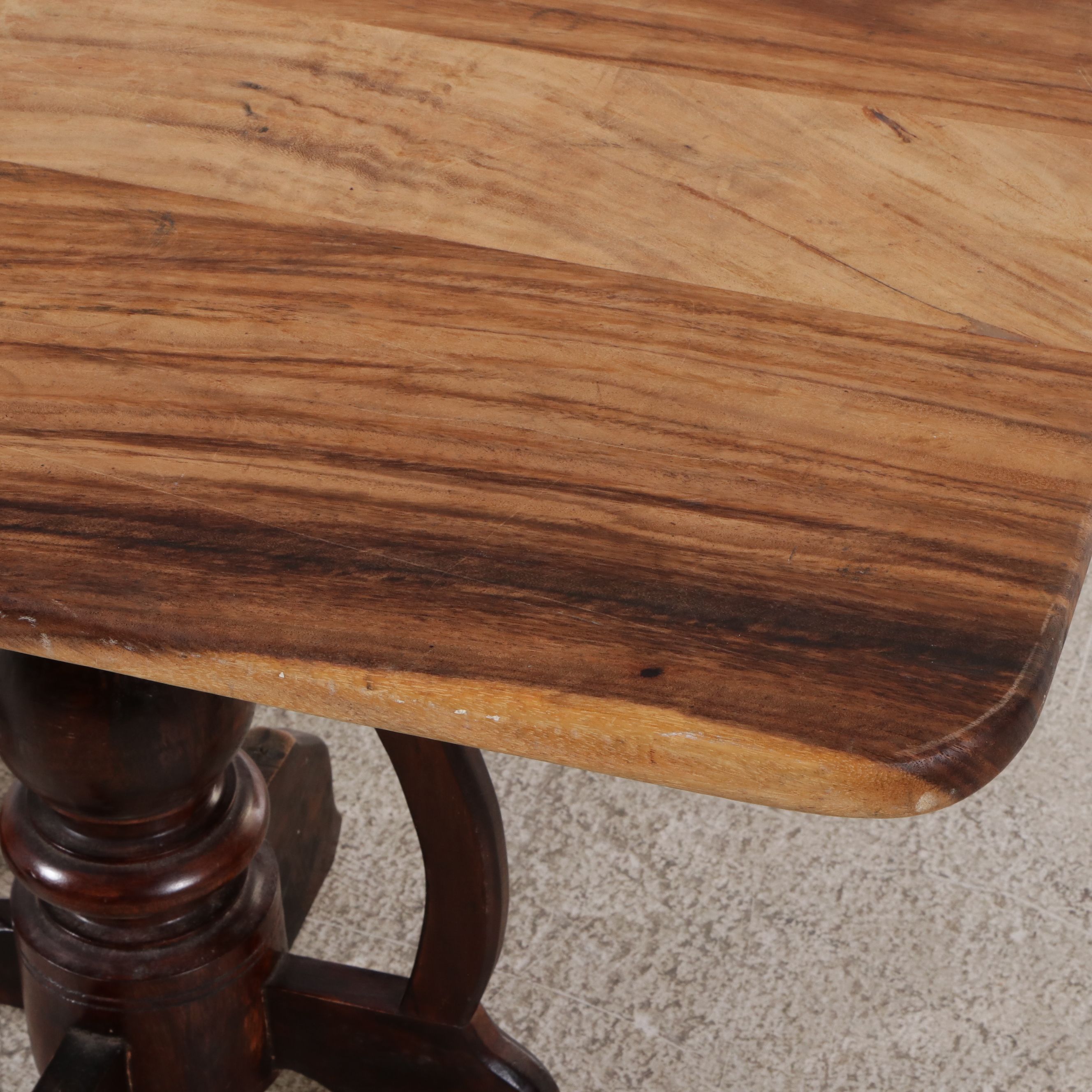 Baroque Style Trestle Table with Olivewood Top