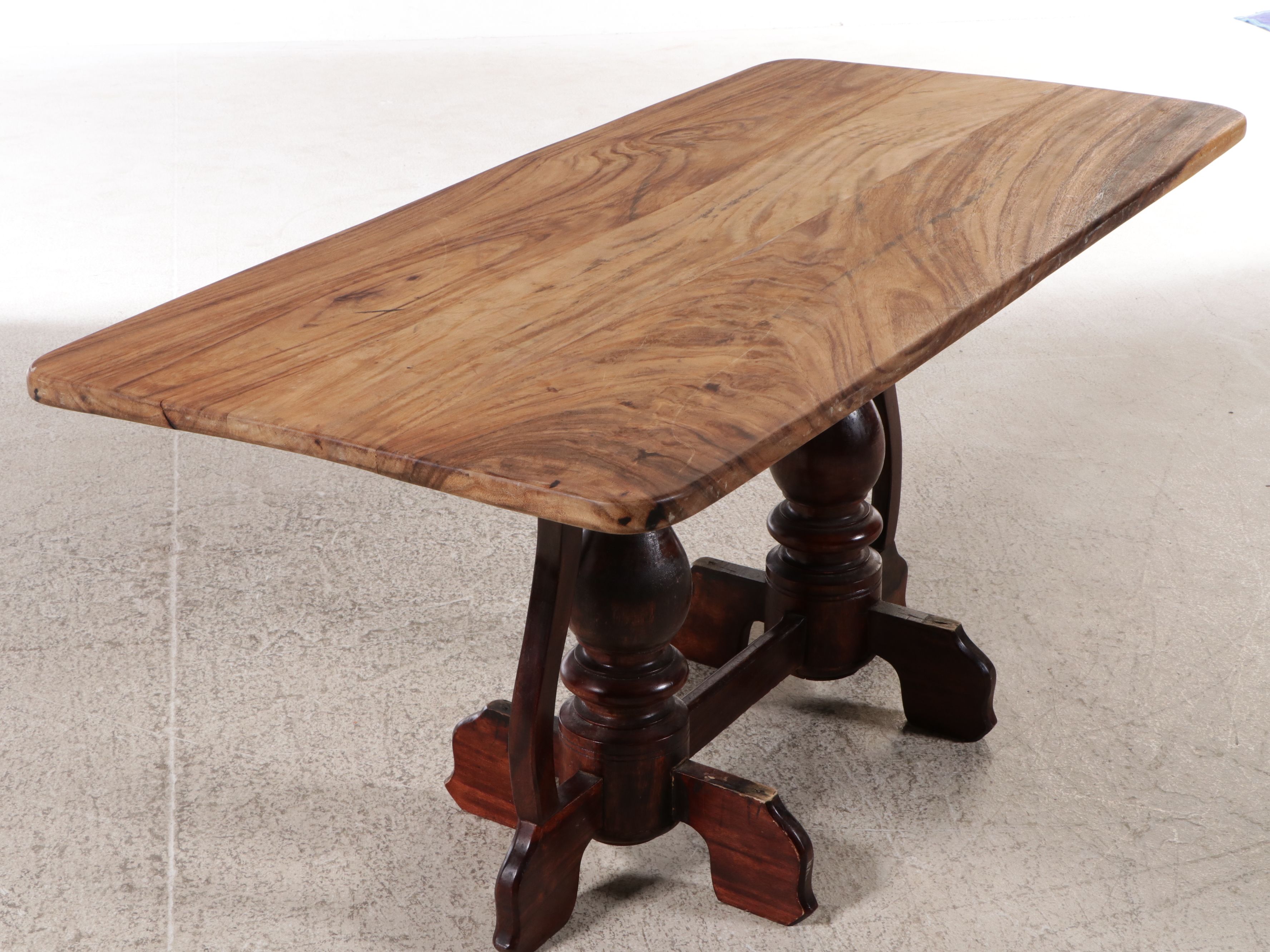Baroque Style Trestle Table with Olivewood Top