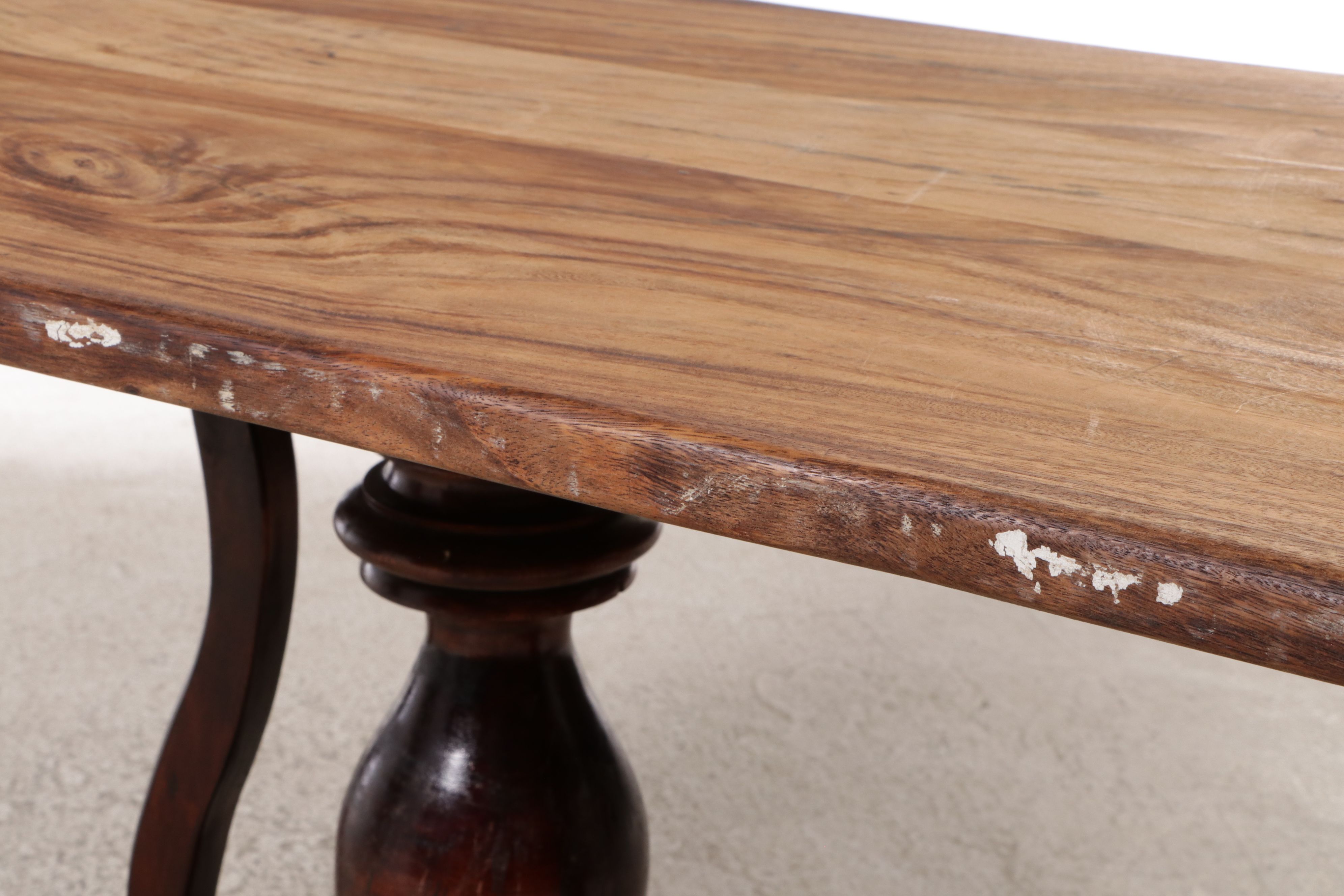 Baroque Style Trestle Table with Olivewood Top
