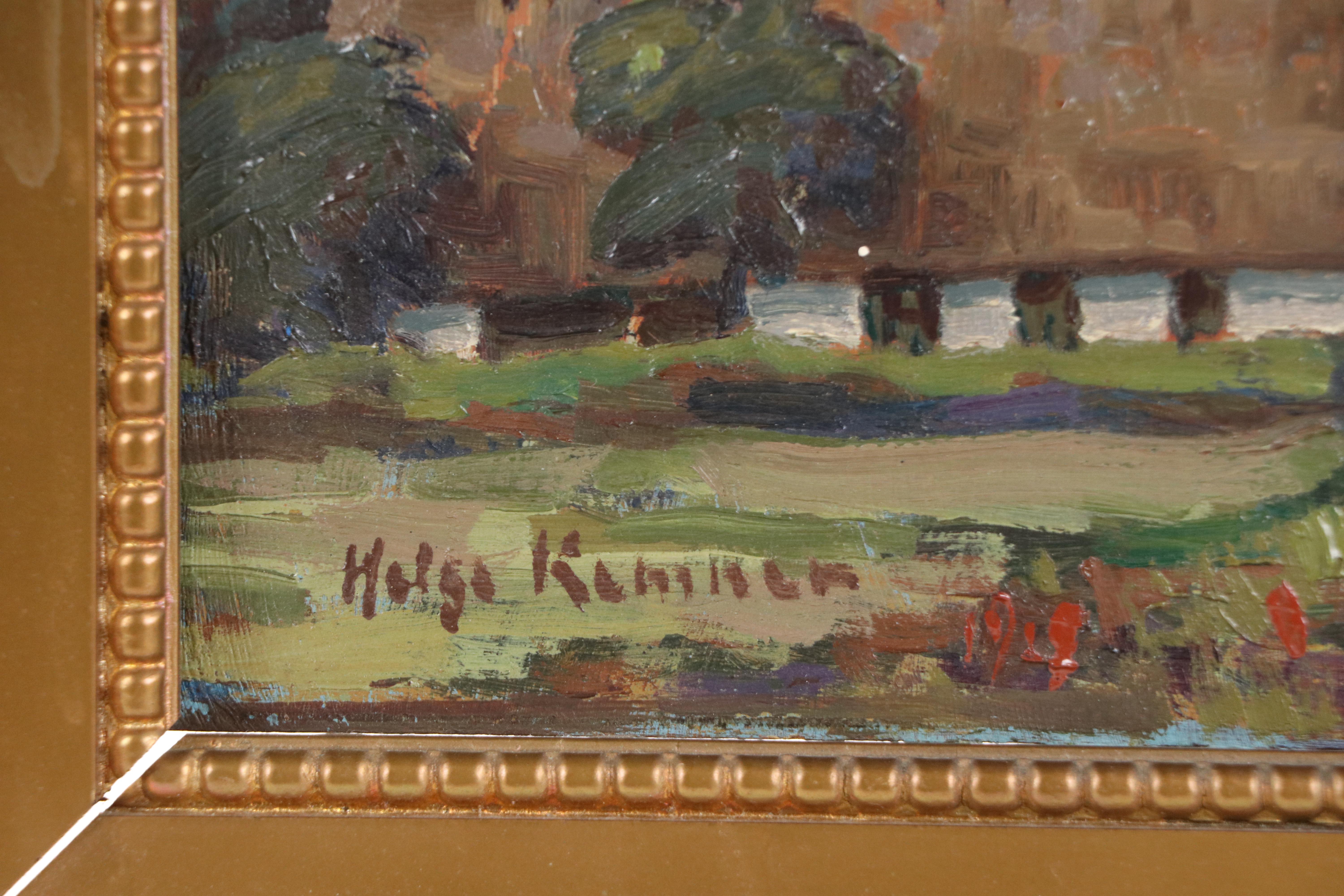 Helge Kemner Coastal Village Landscape Oil Painting