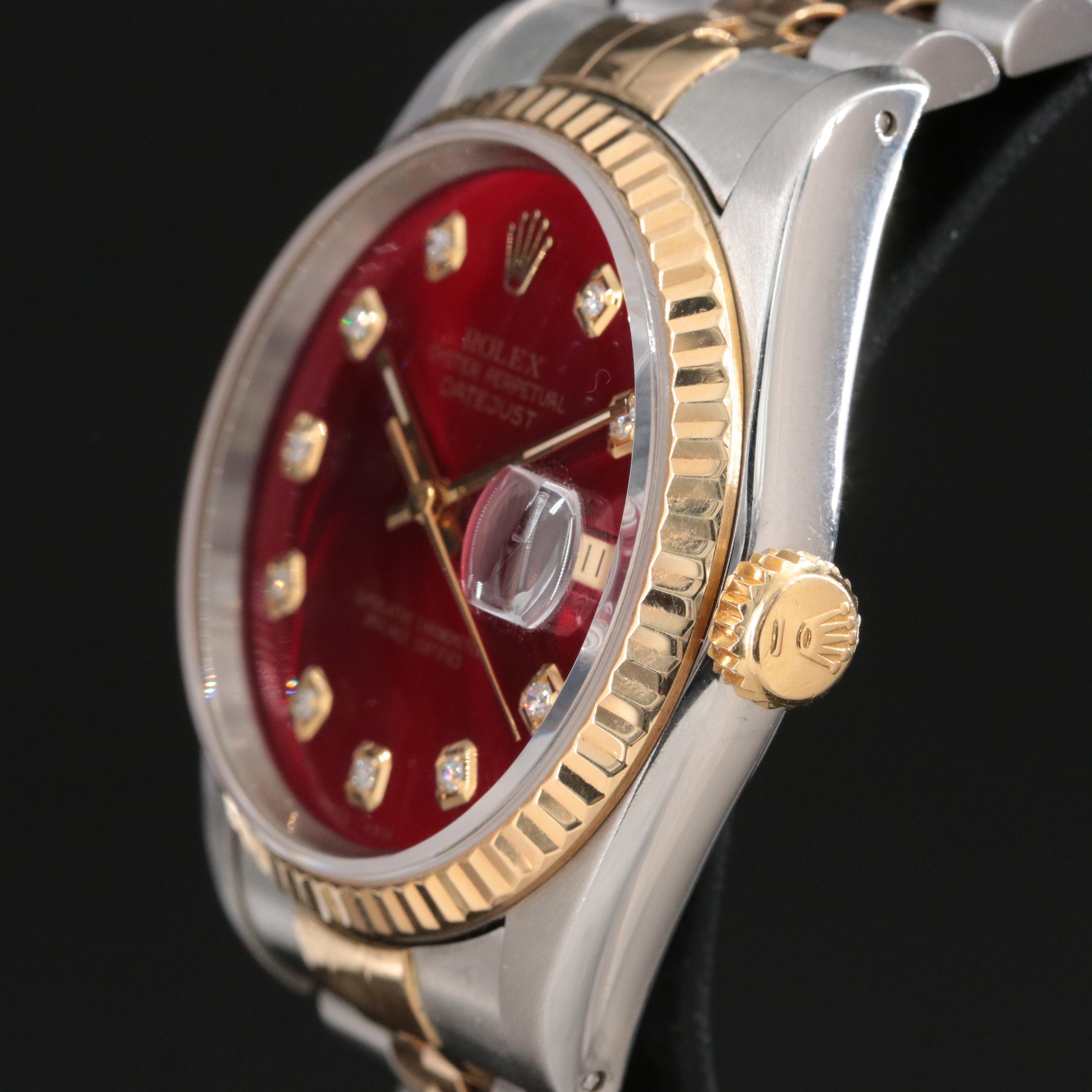 1991 Rolex Custom Diamond Dial Datejust Watch