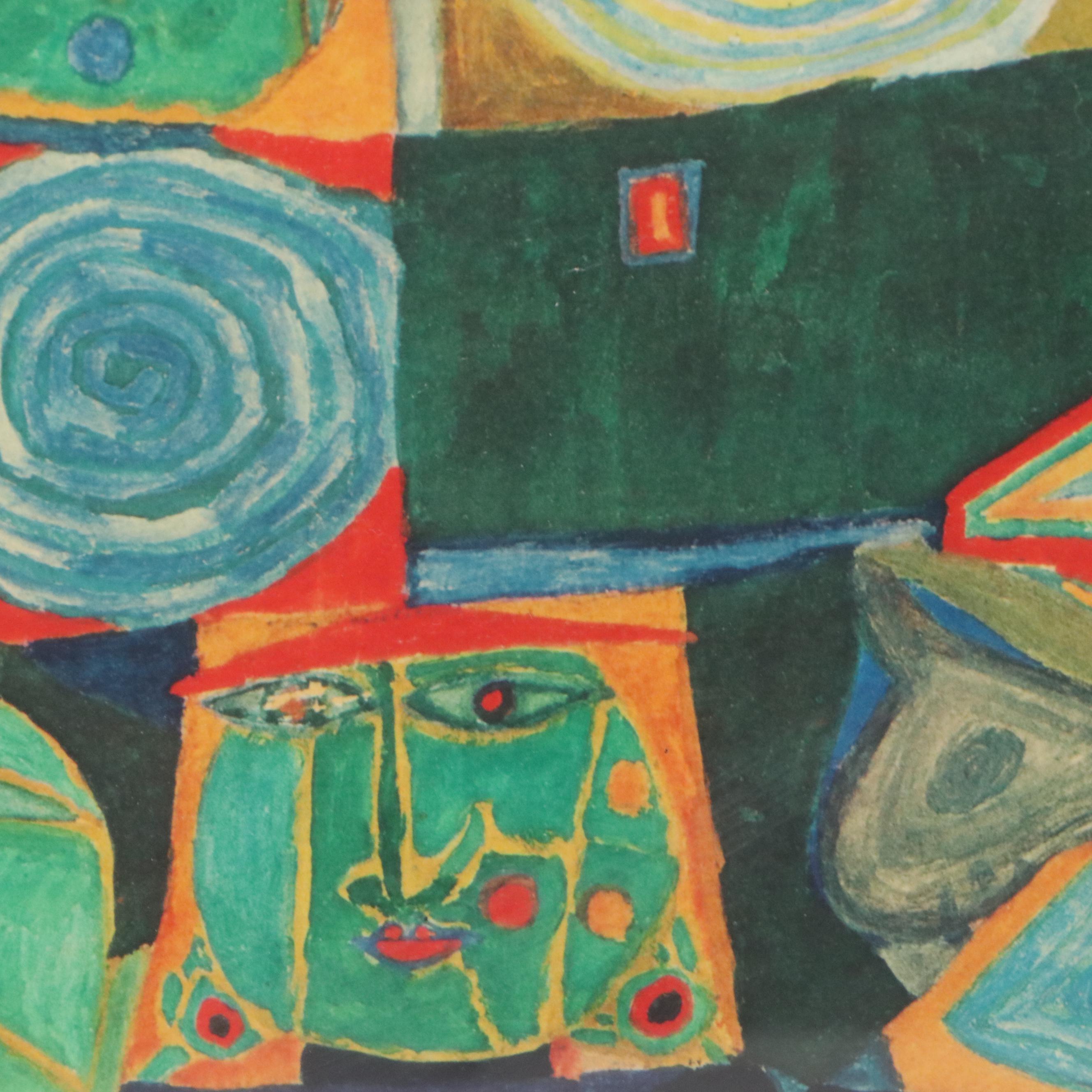 Friedensreich Hundertwasser Granolithograph "Garden of the Happy Deaths," 1979