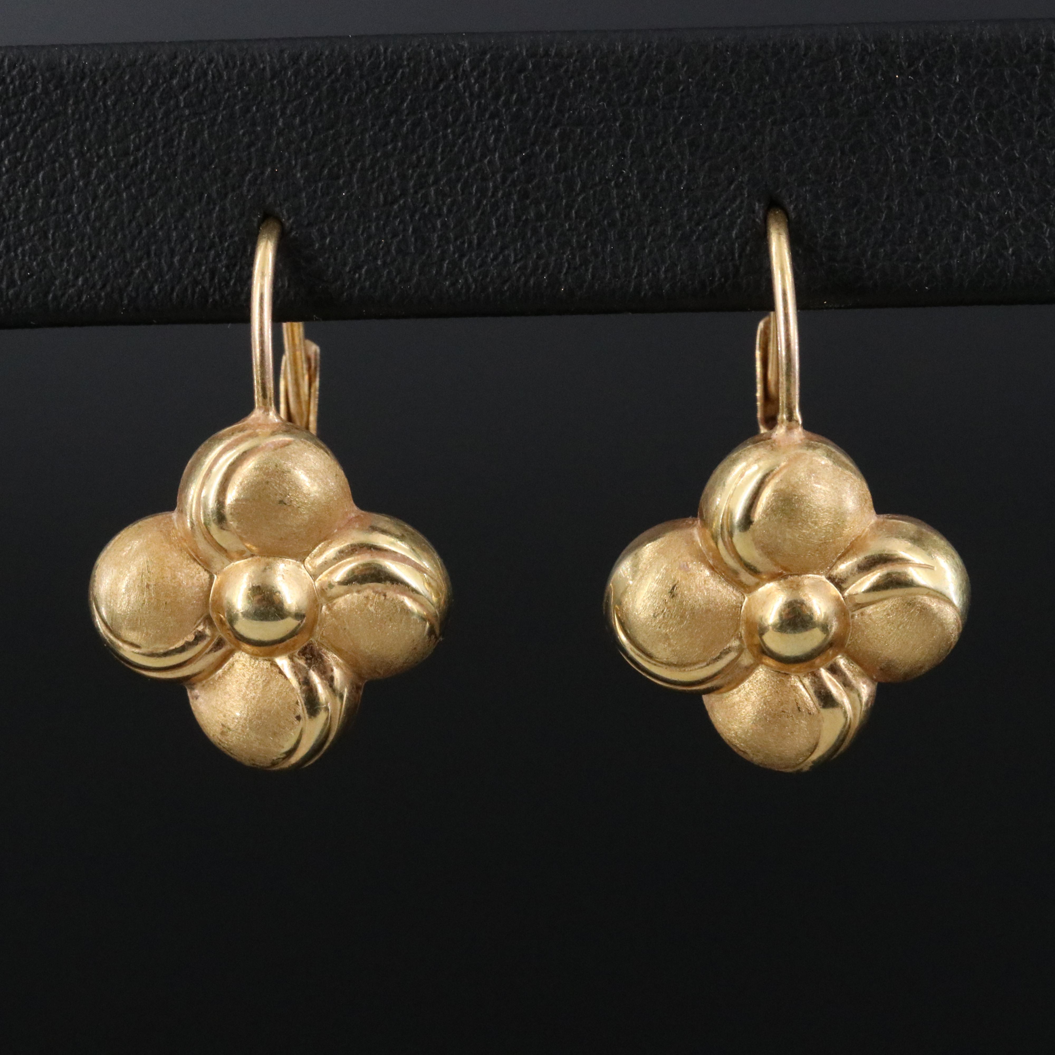 Italian 14K Flower Drop Earrings
