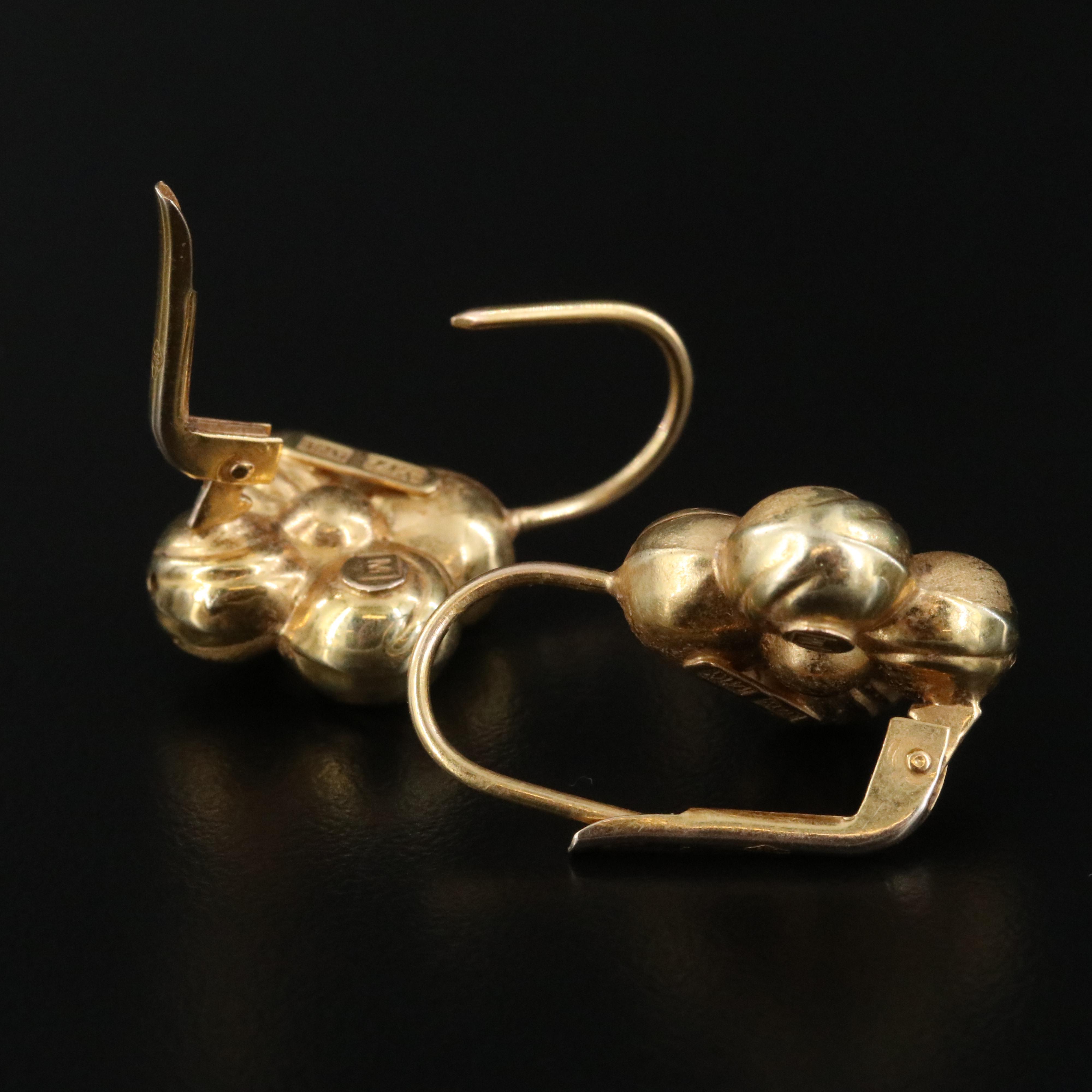 Italian 14K Flower Drop Earrings