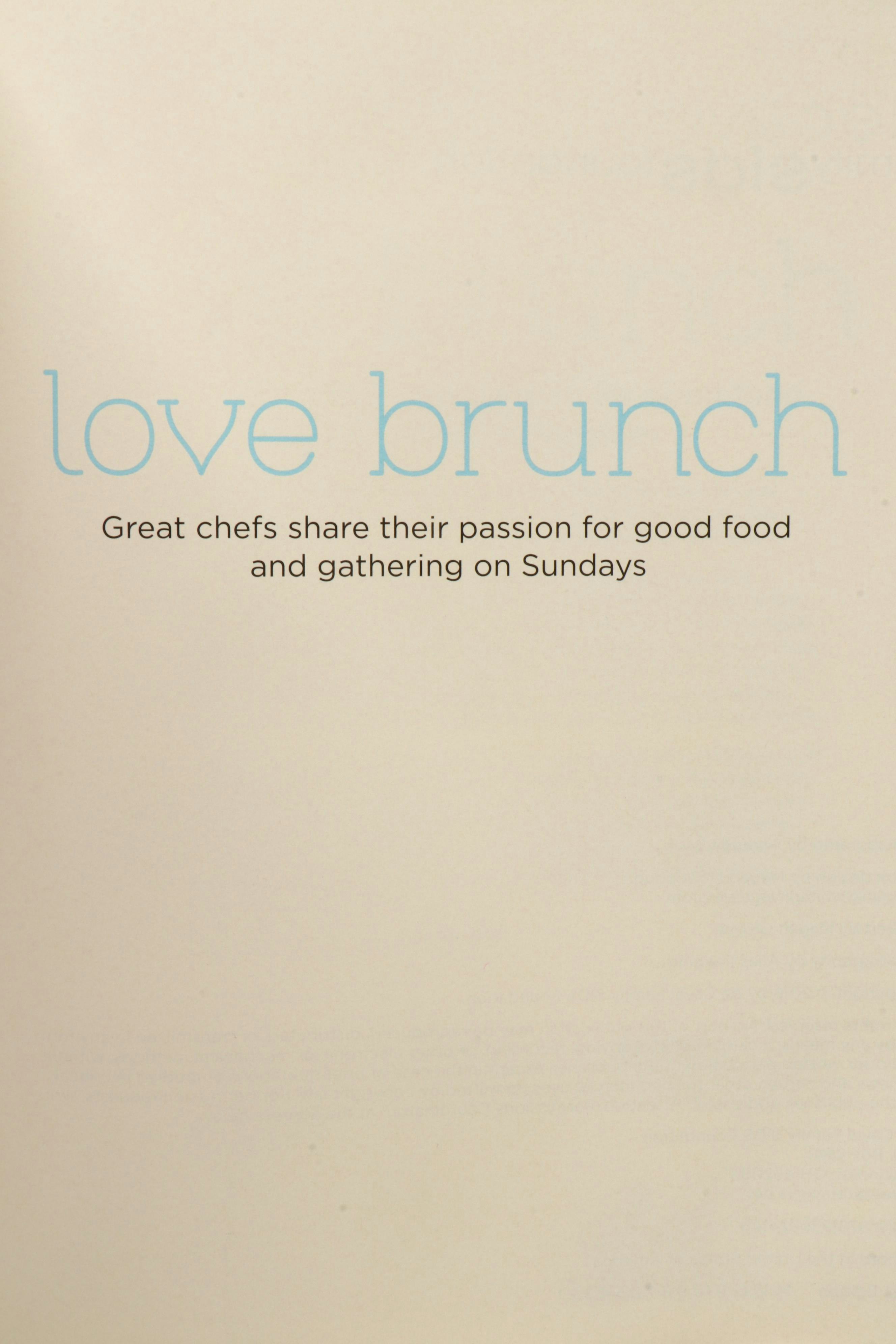 Contemporary White Ceramic Dinner Plates with "Love Brunch" Cookbook