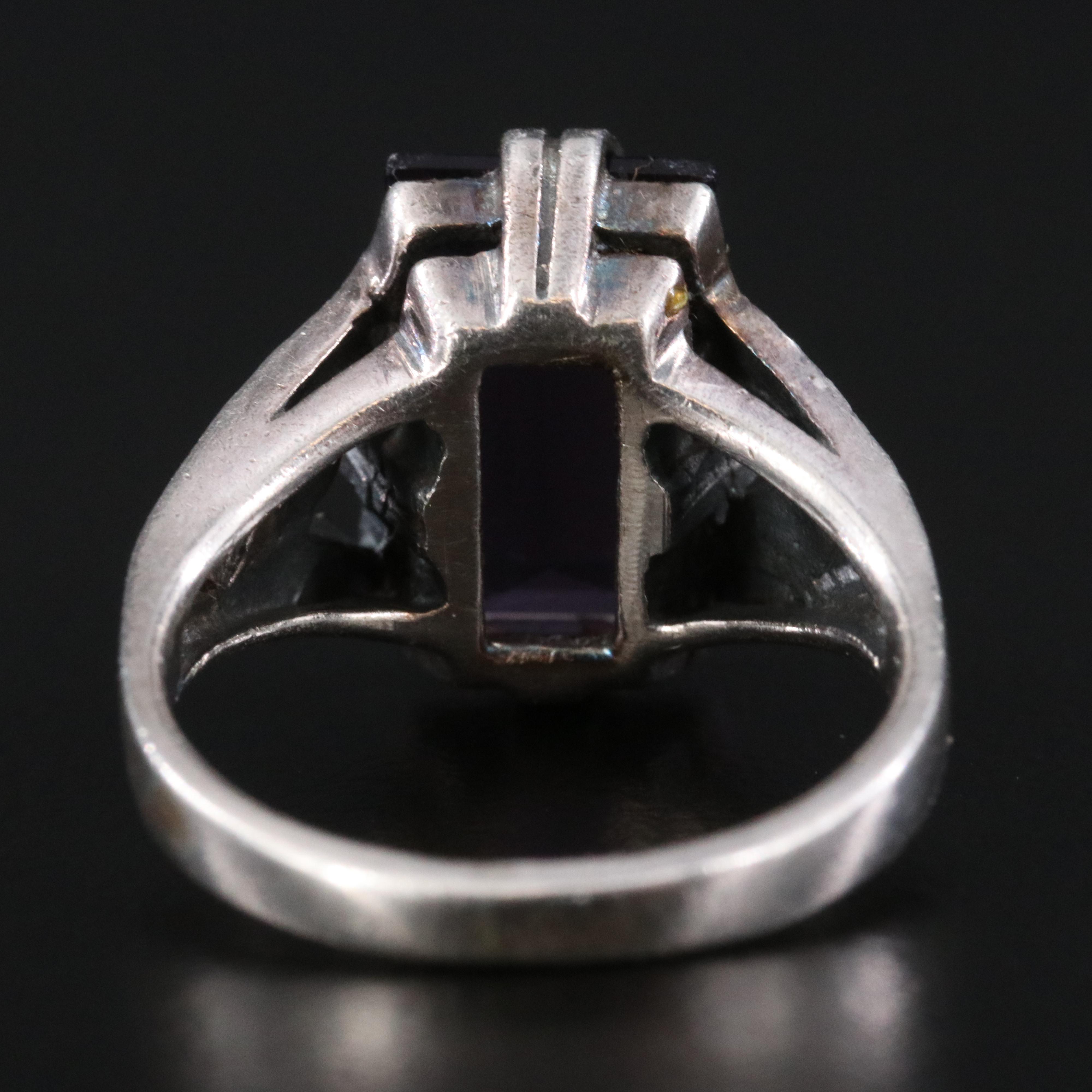 Vintage Sterling Glass and Marcasite Ring