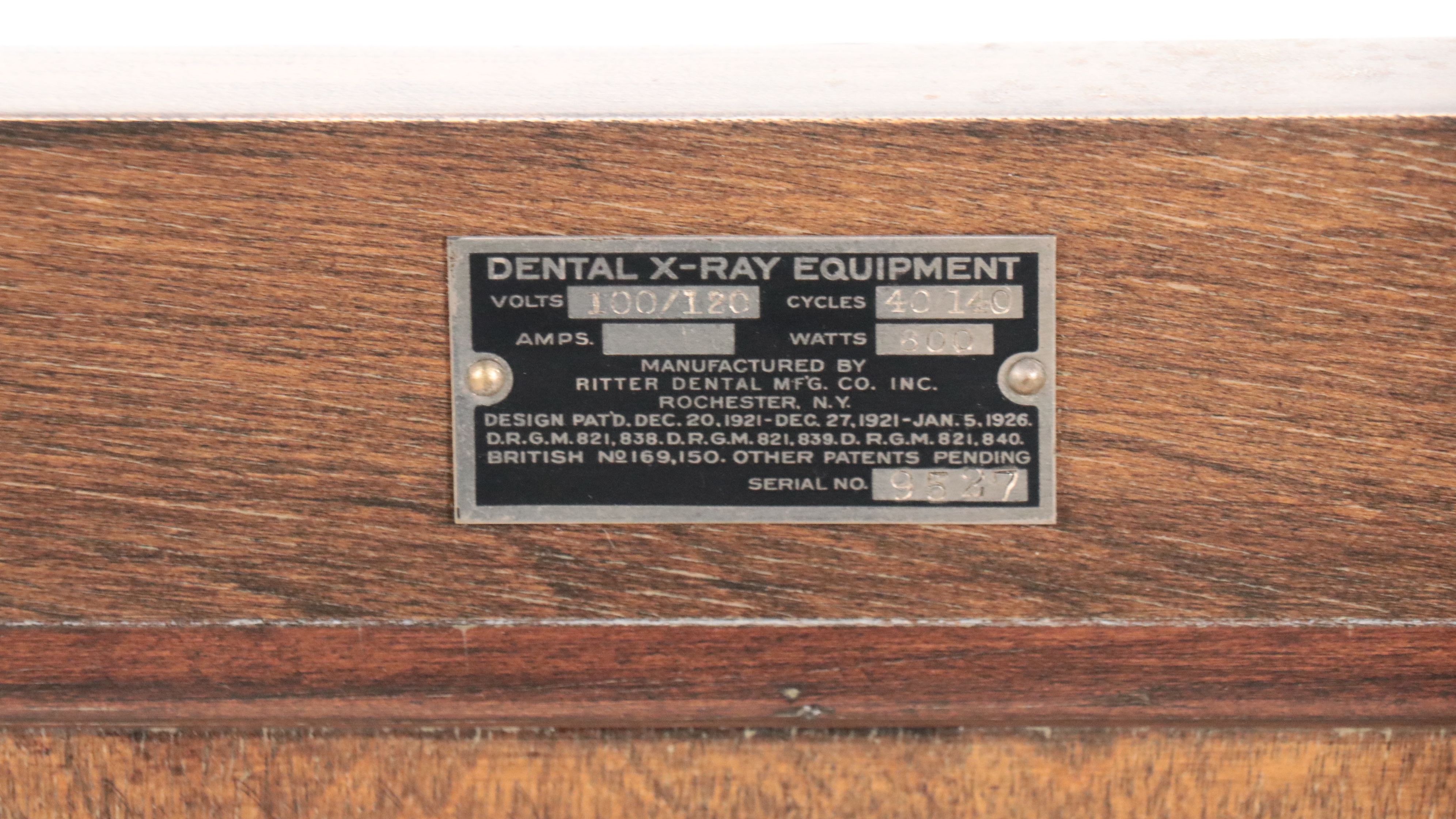 Ritter Dental Mfg. Co. X-Ray Machine, Early 20th Century